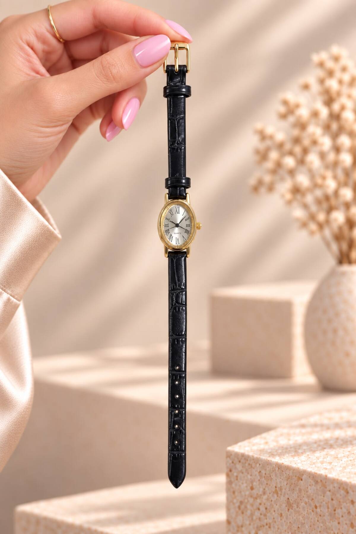 YUESSE Minimal Vintage Retro Siyah Kahve Taba Krem Deri Kordon 20mm Kol Saati görsel 2