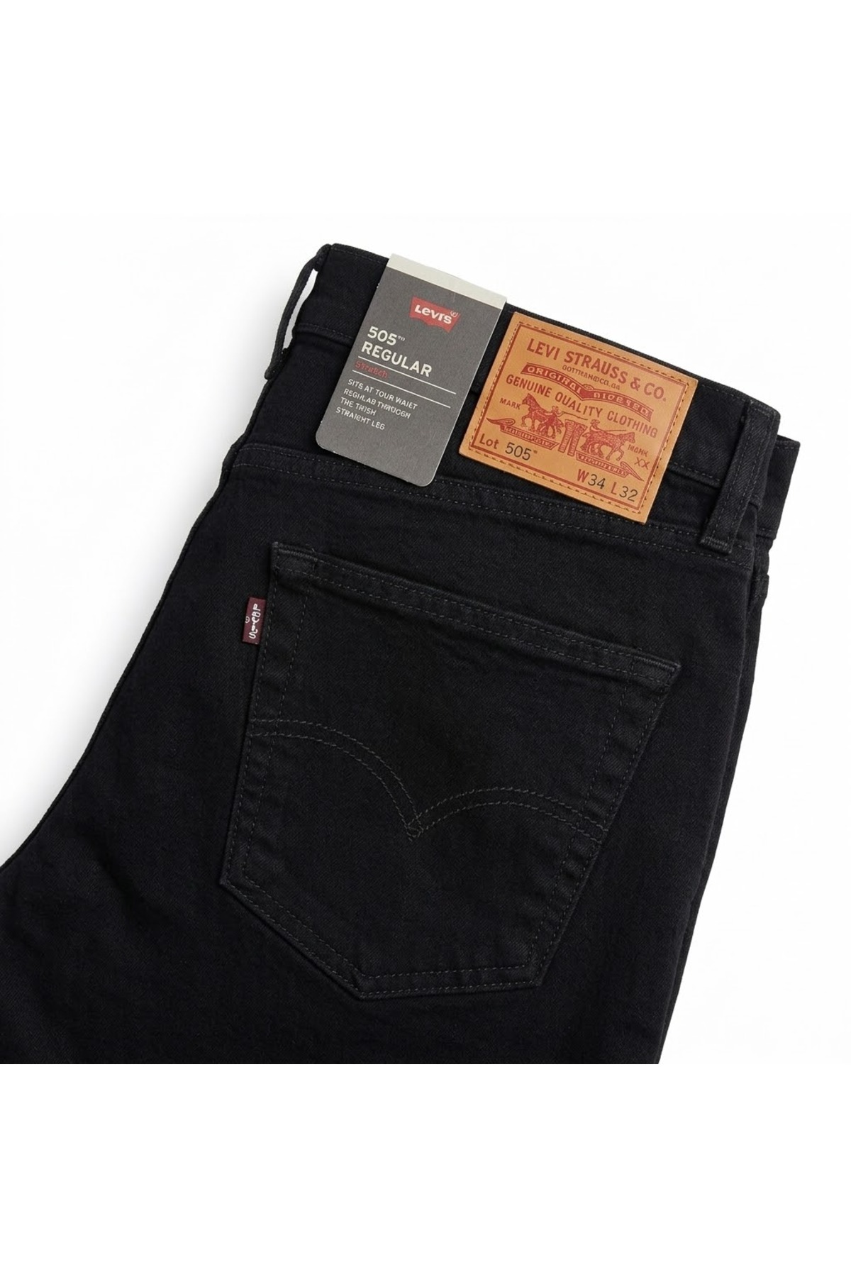 505® regular fit likralı esnek kumaş klasik Erkek Jean Pantolon--black--