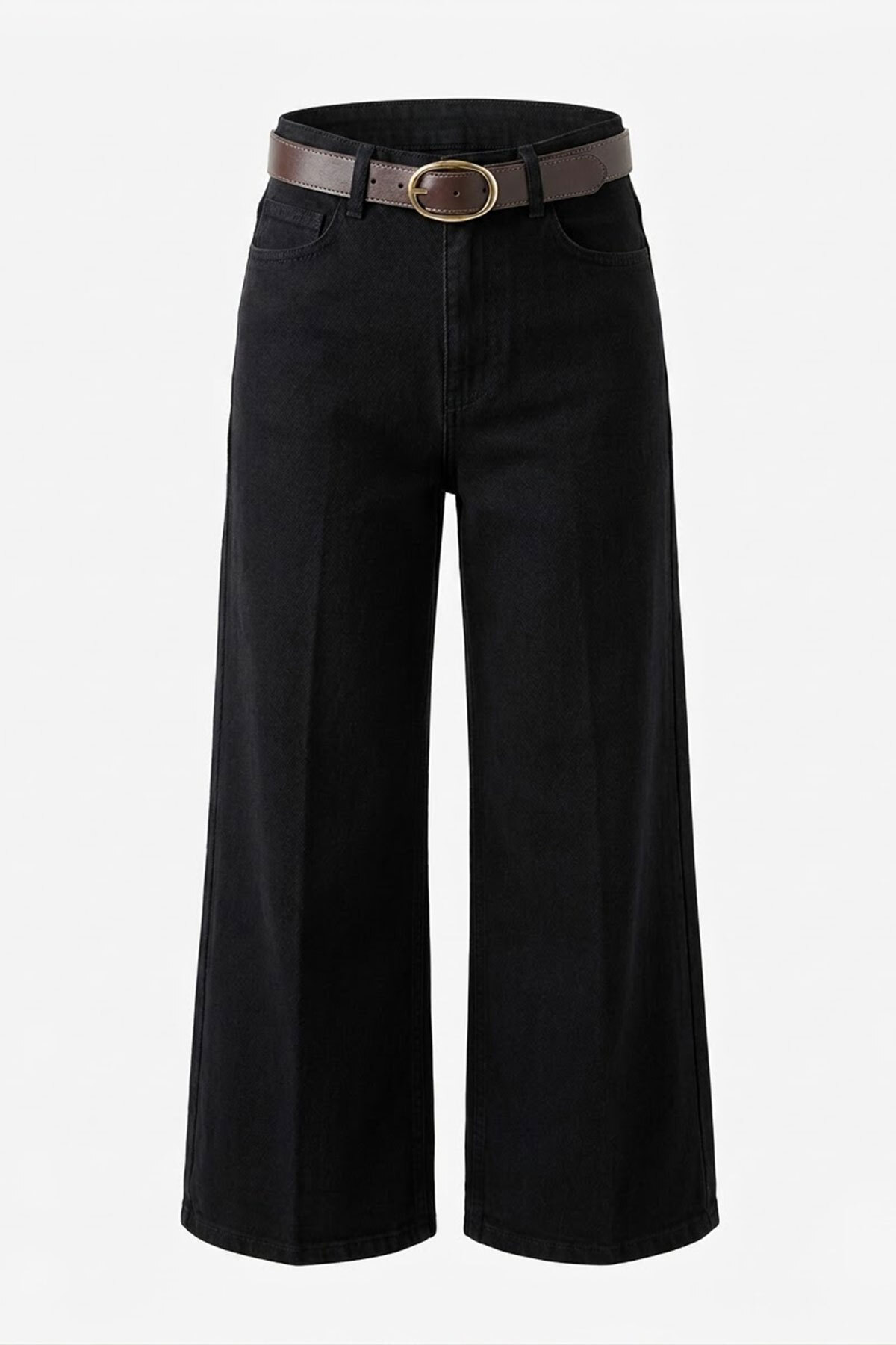 MAGARDE Premium Kemerli Flare Jean- SİYAH