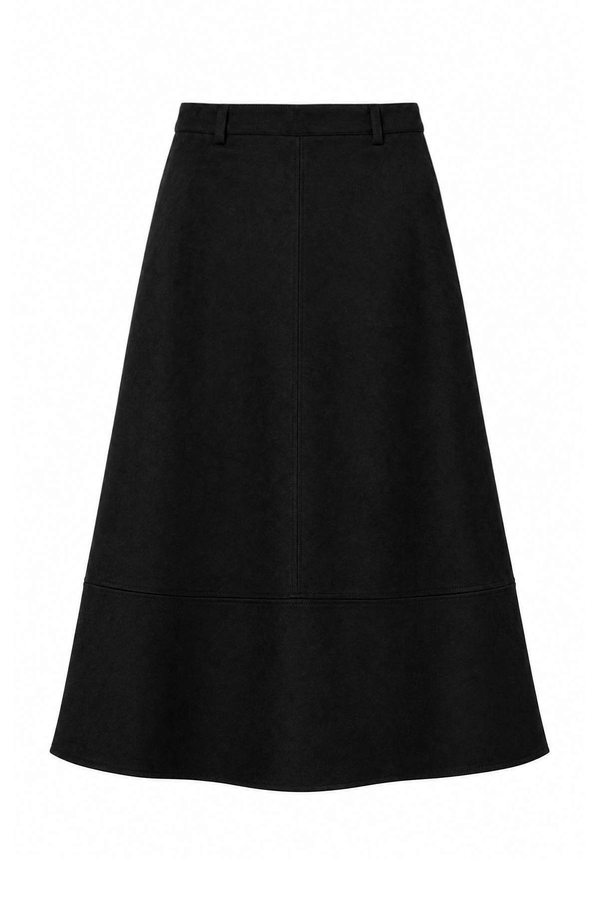 Trendyolmilla Siyah A Line Midi Örme Süet Etek TWOAW26ET00128