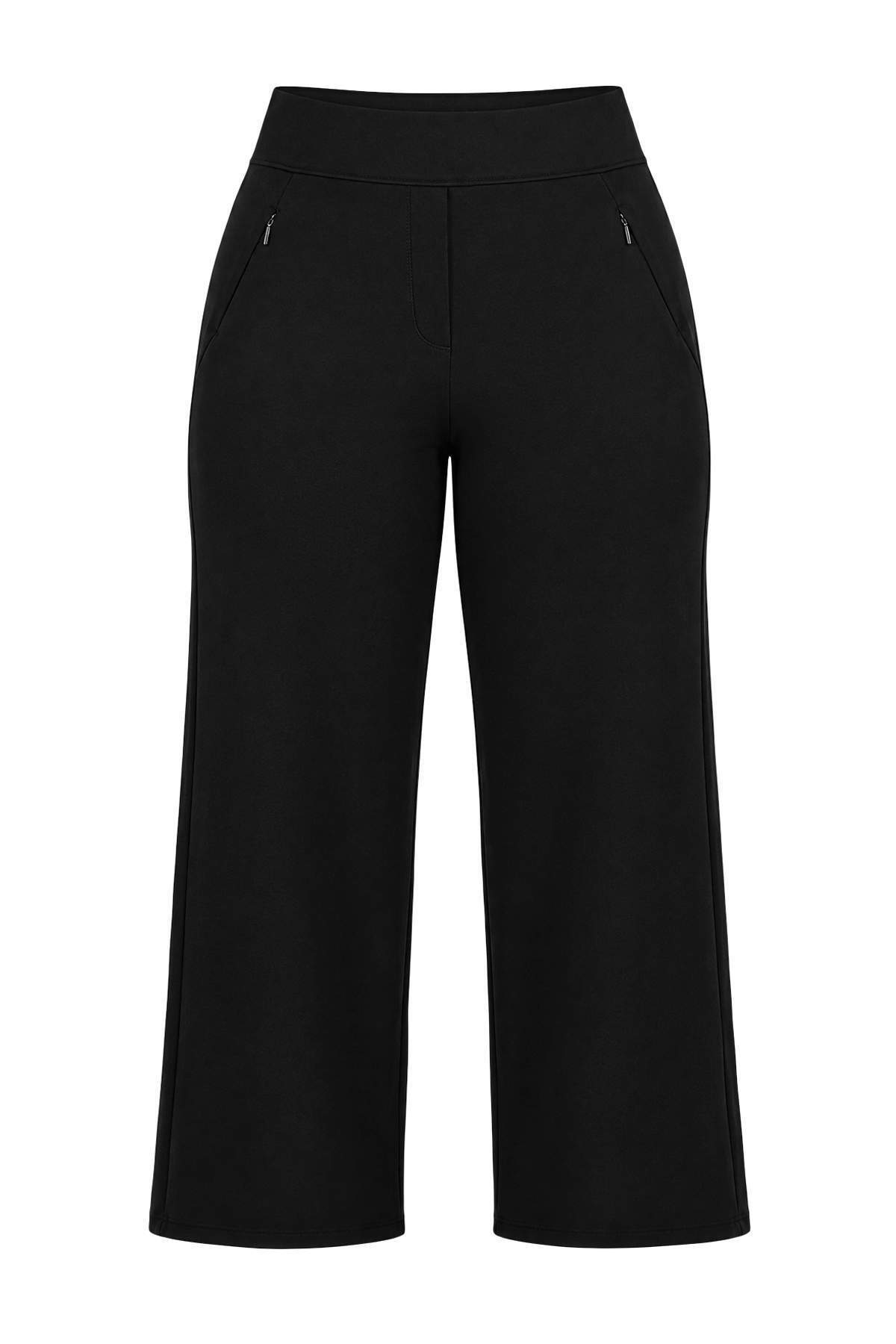 Trendyolmilla Curve Siyah Wide Leg Lastikli Yüksek Bel Büyük Beden Pantolon TBBAW27AR00031