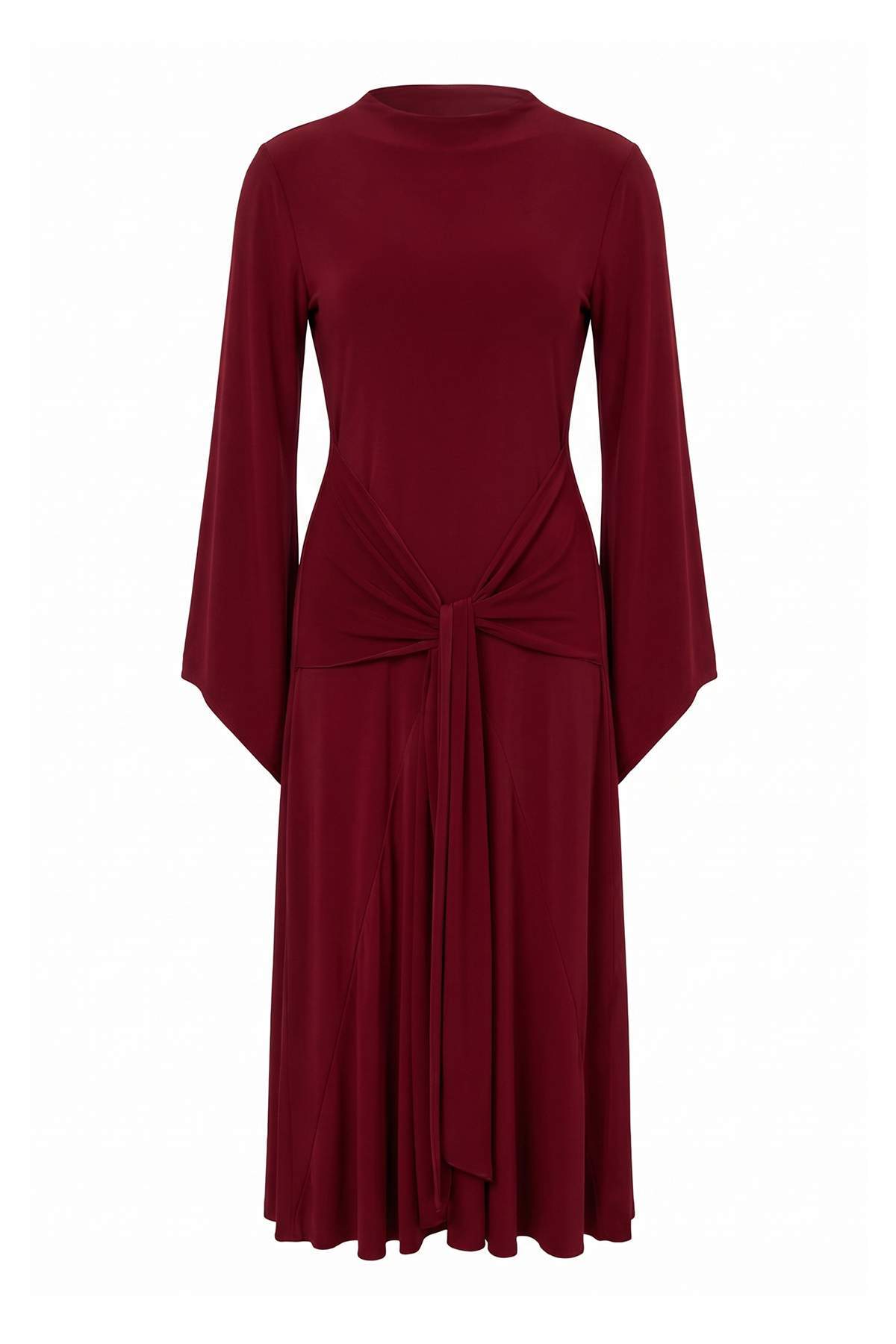 Trendyolmilla Bordo Bağlama Detaylı A-Kesim/Çan Form Maxi Örme Elbise TPRAW27EL00020
