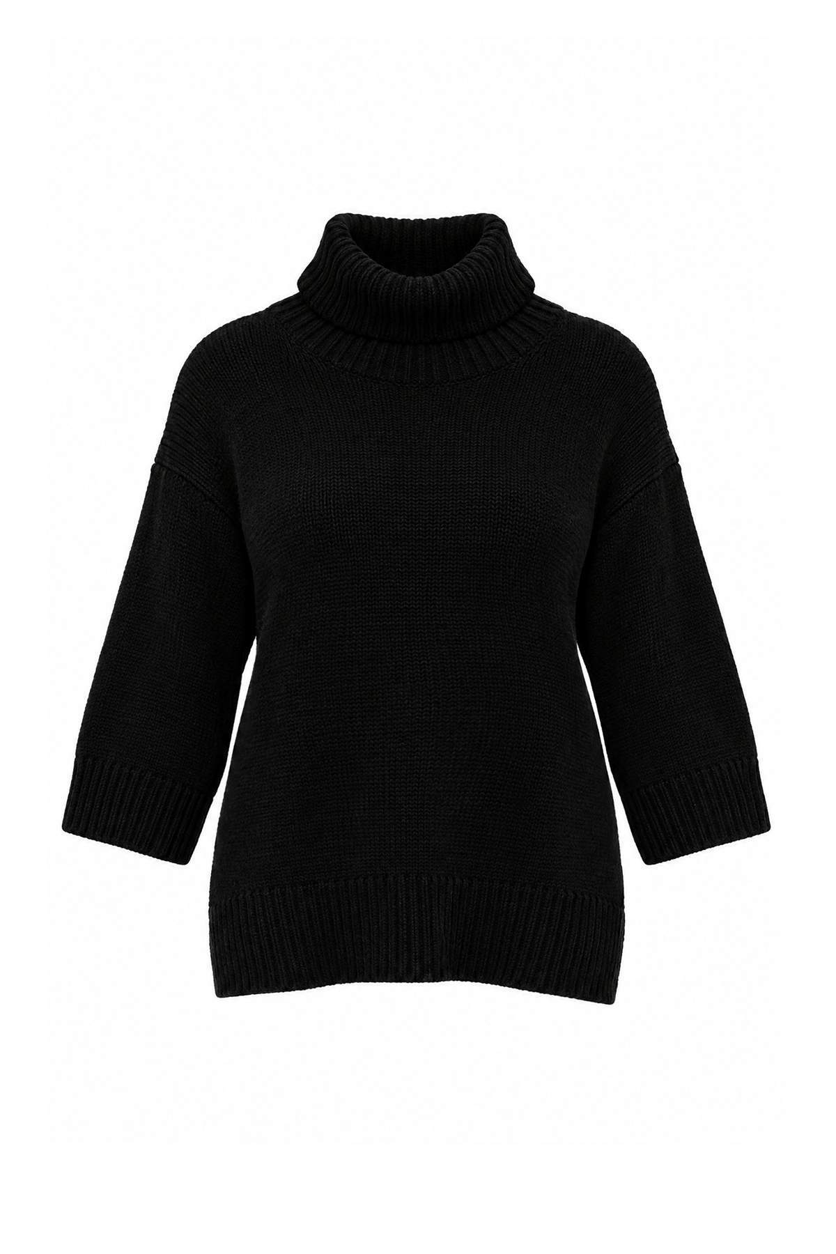 Trendyolmilla Siyah More Sustainable Balıkçı Yaka Yarım Kol Triko Kazak TWOAW27KZ00247