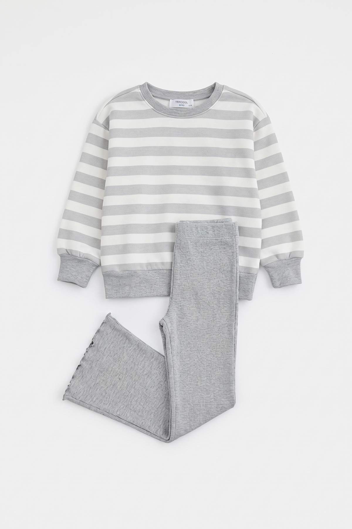 Trendyolmilla Kids Gri Baskılı Örme Alt - Üst Takım TKDAW27AU00044