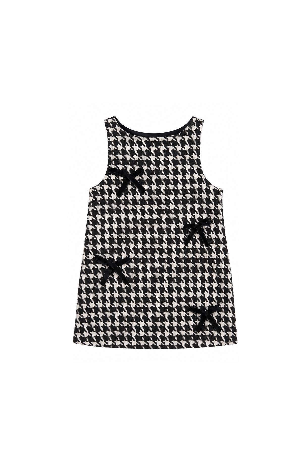 Trendyolmilla Kids Siyah Midi Ekose / Kareli Örme Elbise TKDAW27EL00023