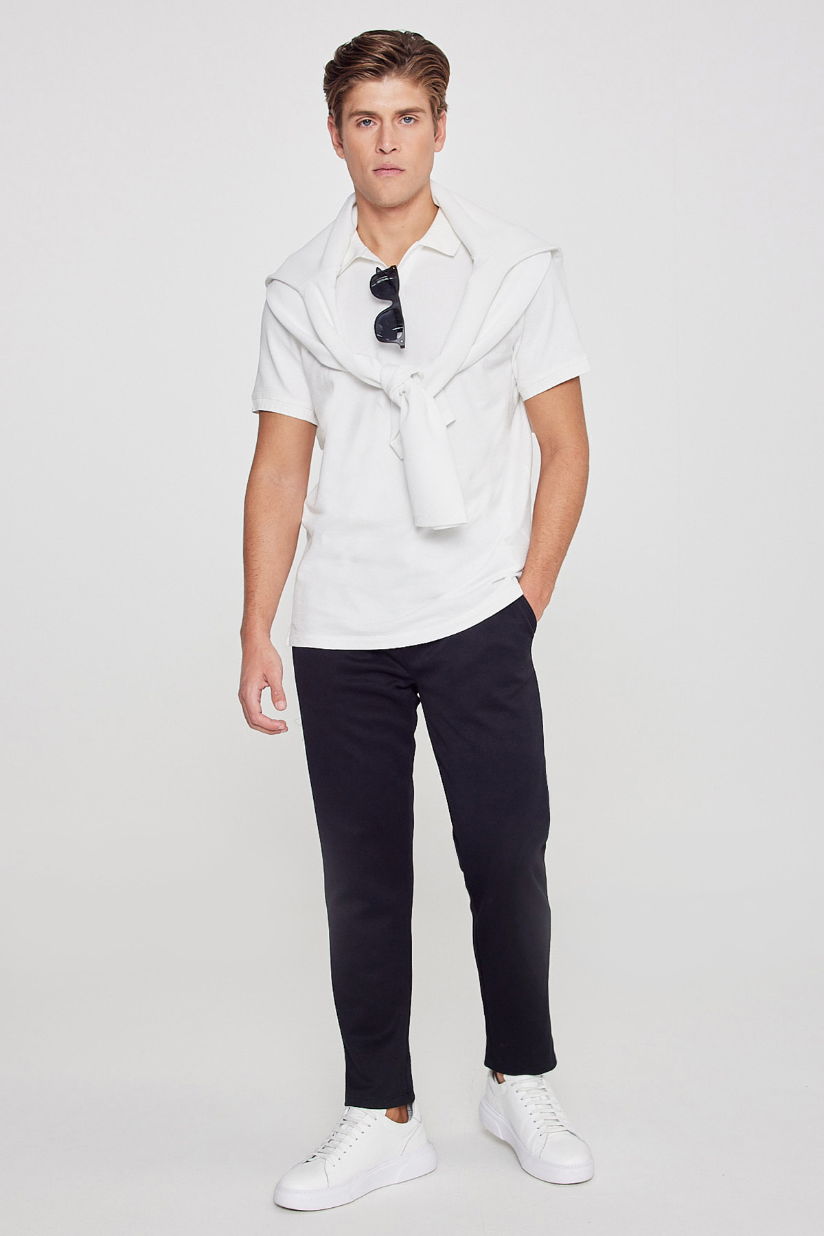 AC&Co / Altınyıldız Classics Erkek Siyah Pamuklu Esnek Beli Lastikli Diagonal Desenli Jogger Pantolon Standart Fit Normal Kesim görsel 6
