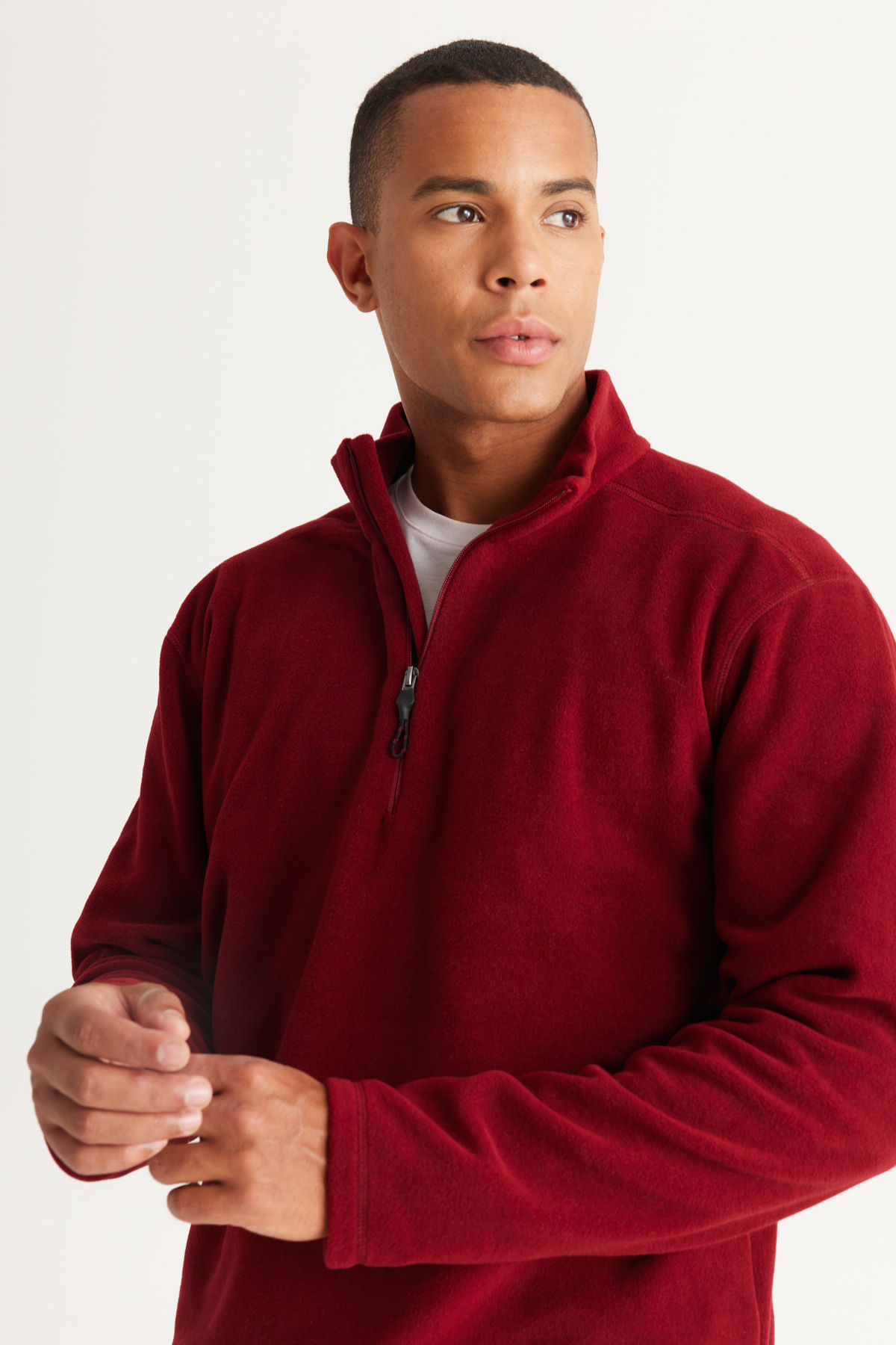 AC&Co / Altınyıldız Classics Erkek Bordo Anti-pilling Tüylenme Yapmayan Isı Koruyan Standart Fit Dik Yaka Polar Sweatshirt görsel 3