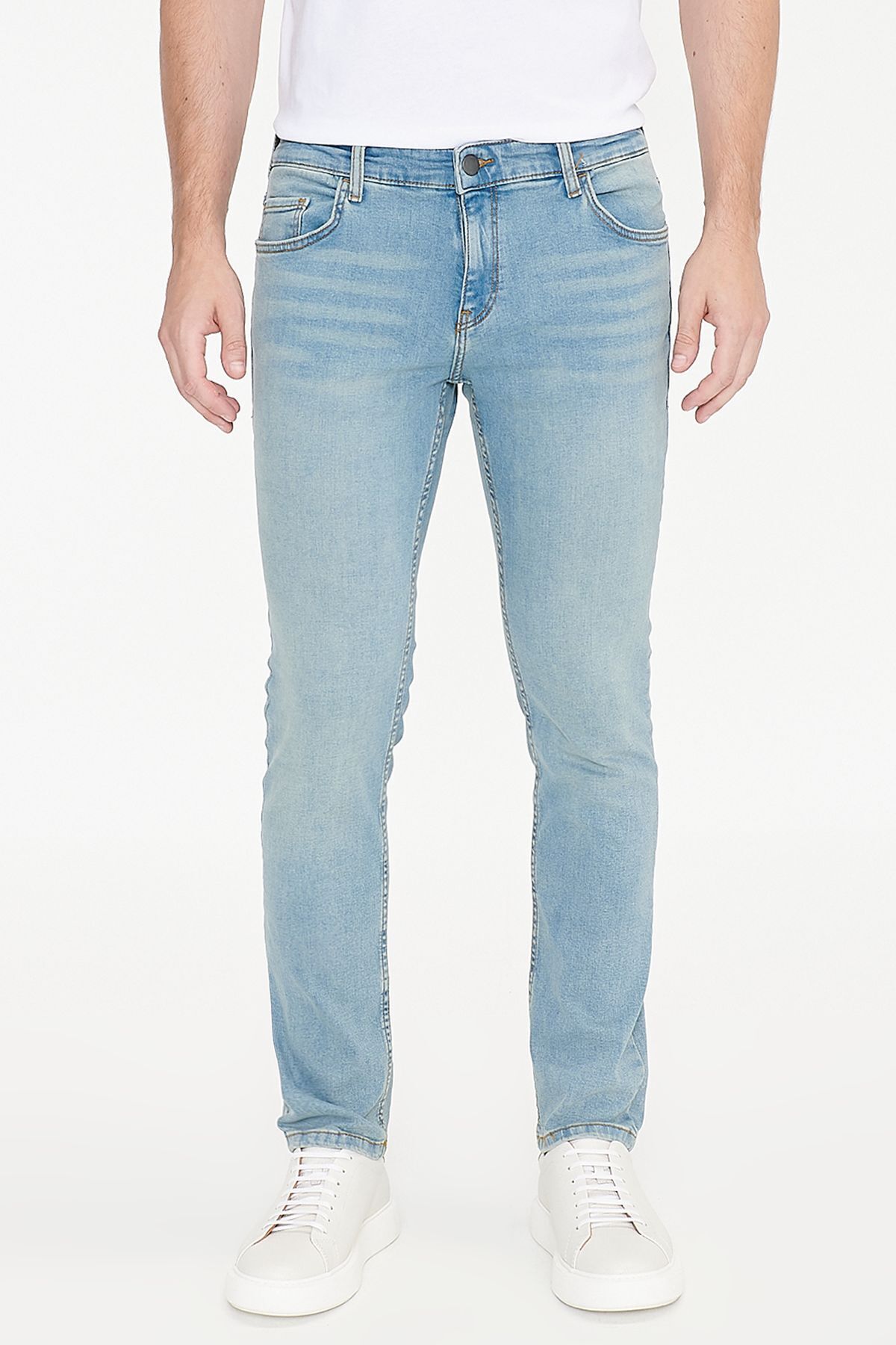 AC&Co / Altınyıldız Classics Erkek Petrol Mavisi Slim Fit Dar Kesim Pamuklu Esnek Rıss Jean Kot Denim Pantolon görsel 6