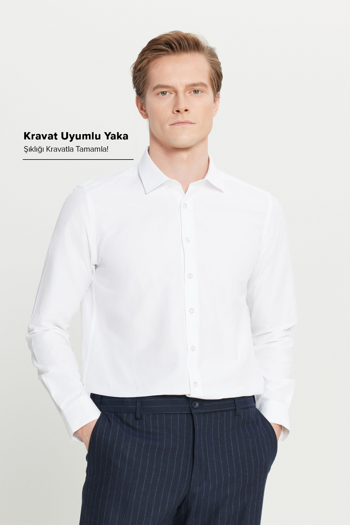 AC&Co / Altınyıldız Classics Erkek Beyaz Non-Iron Ütülemesi Kolay Terletmez Pamuklu Slim Fit Dar Kesim Klasik Yaka Gömlek görsel 6