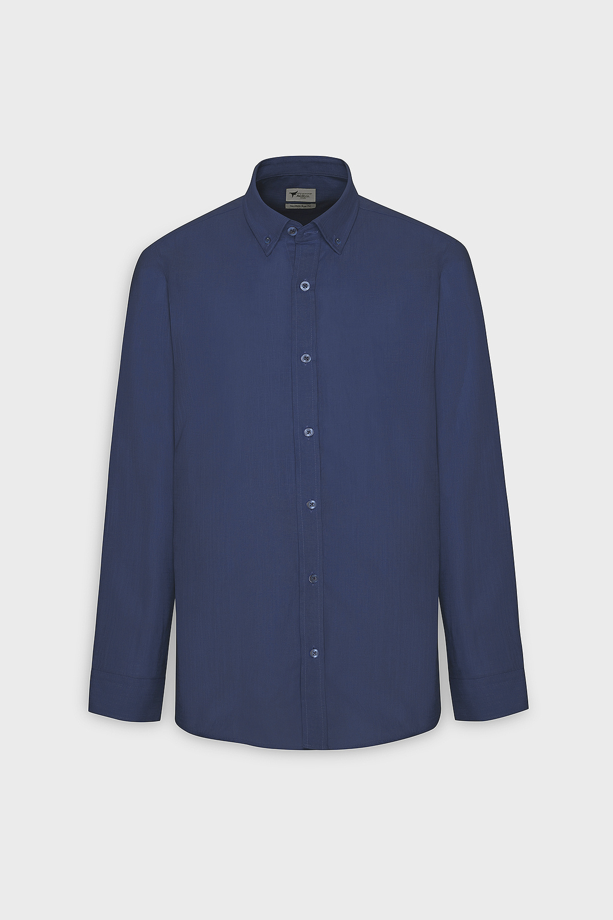 AC&Co / Altınyıldız Classics Erkek Lacivert %100 Pamuk Nefes Alabilen Terletmez Slim Fit Gömlek Flamlı Düğmeli Yaka görsel 6