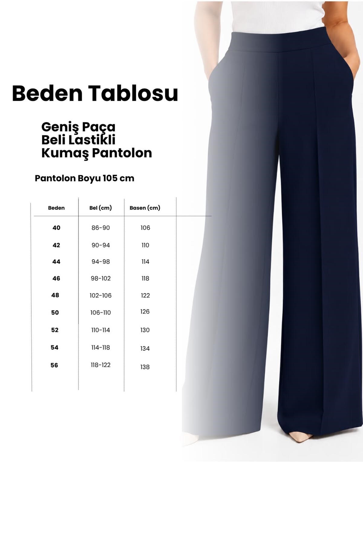 Amine Hüma Rahat Kesim Beli Lastikli Kumaş Pantolon Siyah görsel 3
