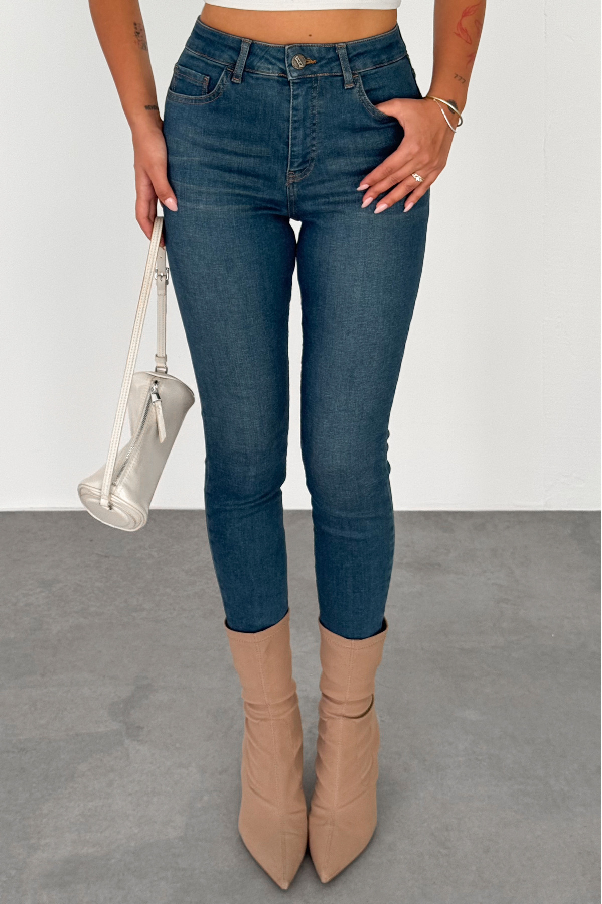 HLT JEANS Kadın Vintage Blue Süper Skinny Fit Esnek Likralı Yüksek Bel Jean Kot Pantolon JENNİE-2014 görsel 3