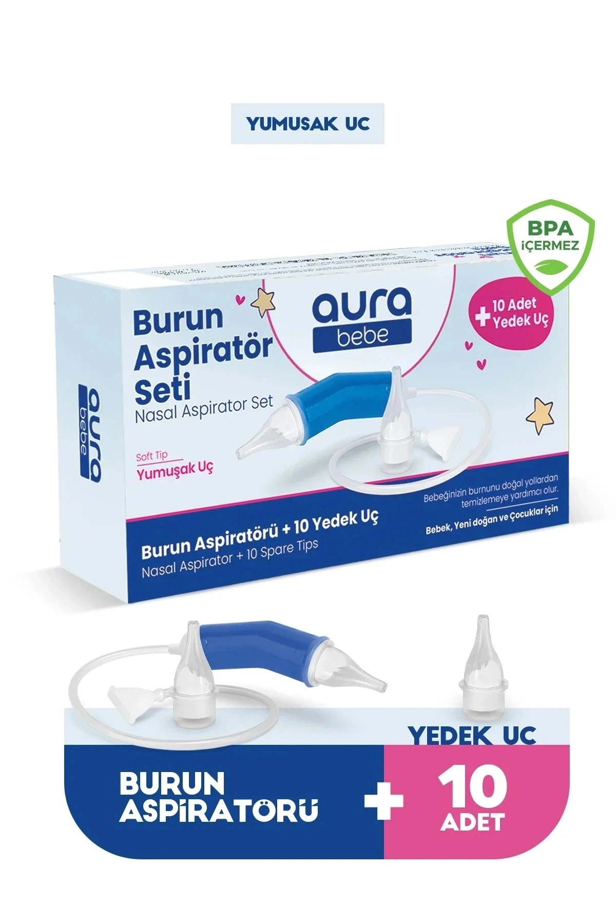 Aura Bebe Bebek Burun Aspiratörü ve 10 Adet Yedek Uç