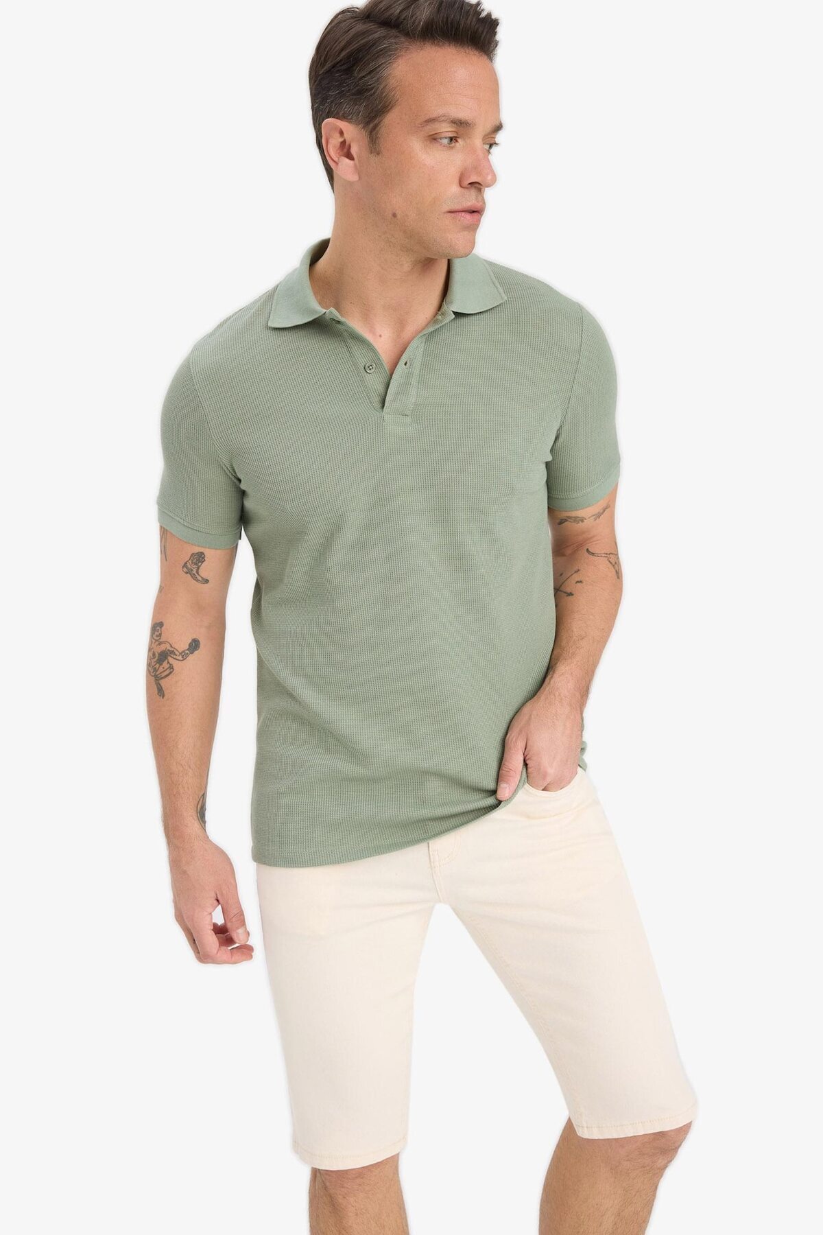 DeFacto Slim Fit Jean Bermuda Şort B0380AX25SM görsel 5