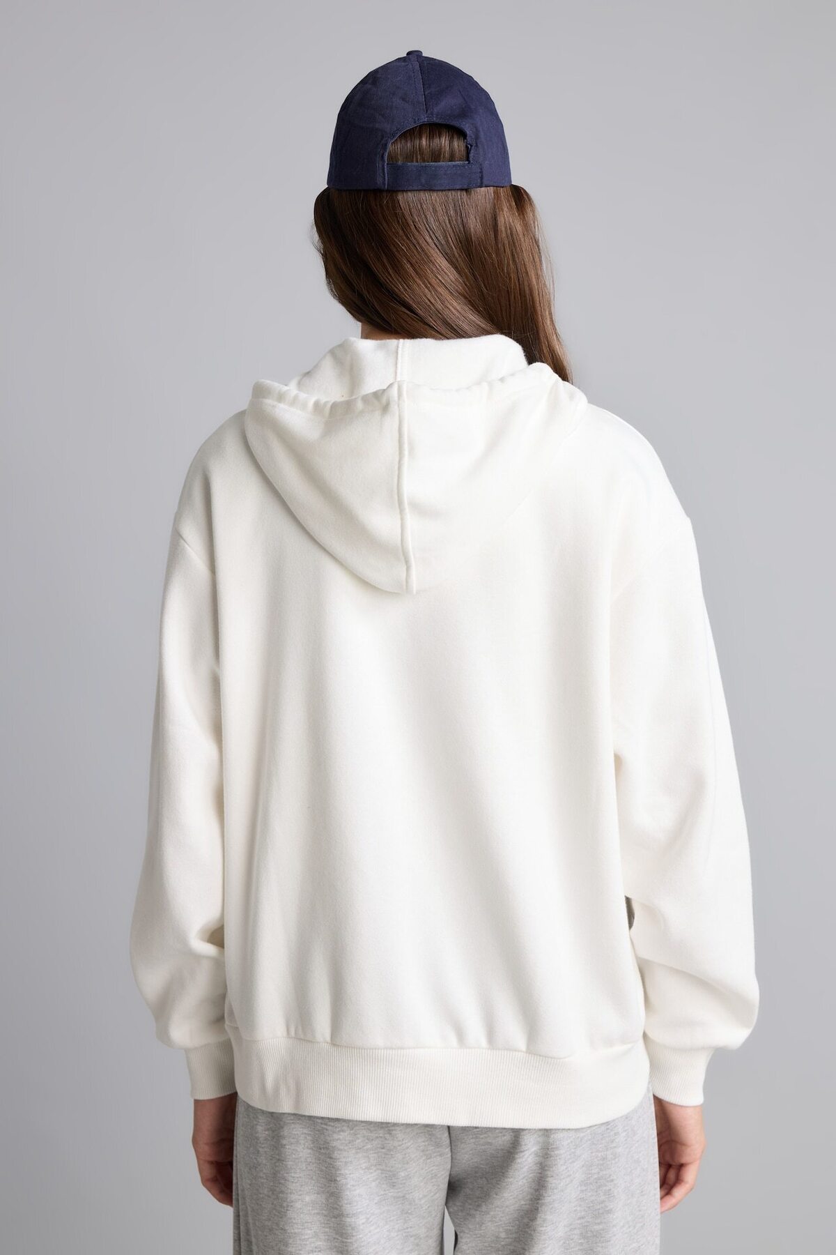 DeFacto Relax Fit Kapüşonlu Cepli Basıc Fermuarlı Sweatshirt C1809AX24WN görsel 5
