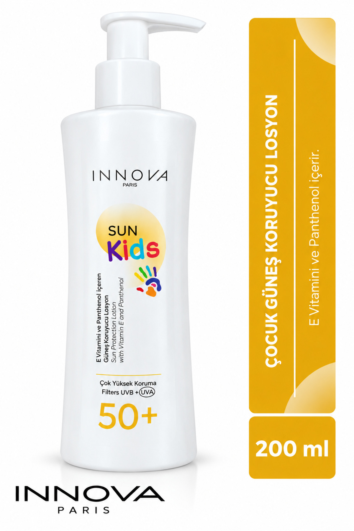 Innova Sun Kids Çocuk Güneş Koruyucu Losyon SPF 50+ E Vitamini ve Panthenol 200 ml — 8681863010485