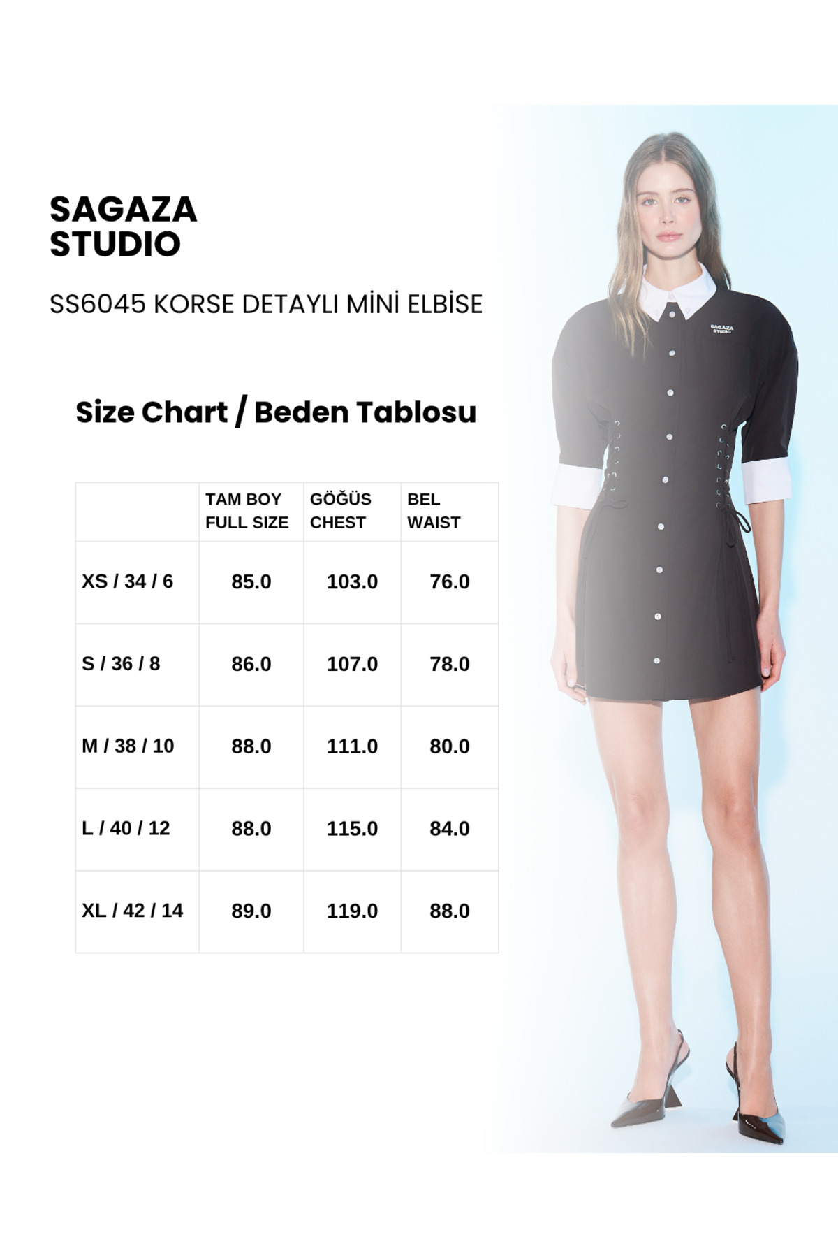 Sagaza Studio SS6045 Korseli Gömlek Elbise görsel 6