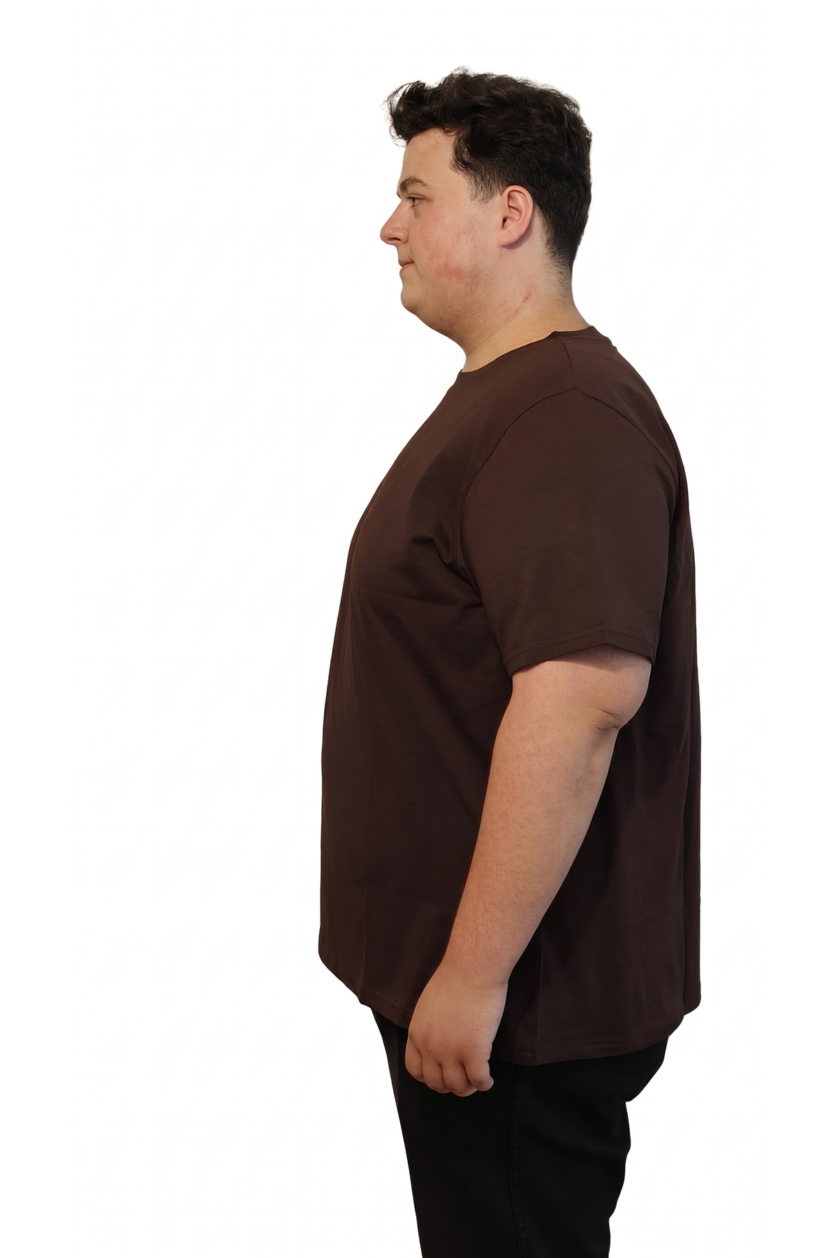 upsize Büyük Beden T-Shirt %100 Pamuk Yumuşak Dokulu Acı Kahve Bisiklet Yaka (4XL-7XL) görsel 3