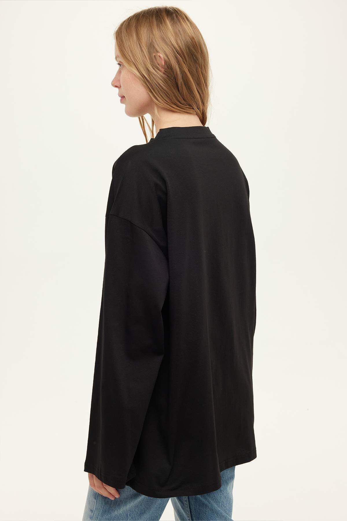 Manuka GENİŞ KOL OVERSIZE TSHIRT SİYAH görsel 4