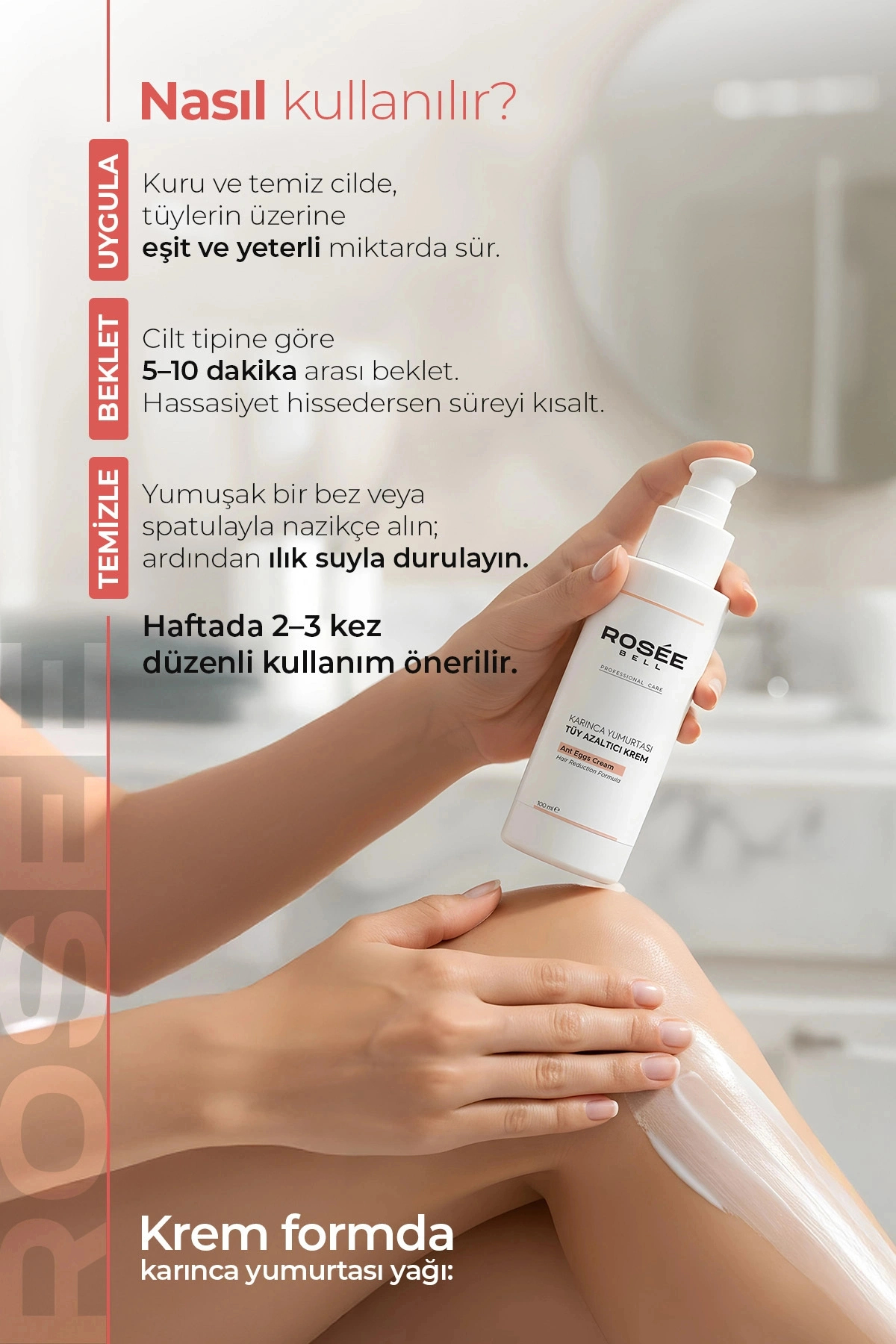 Epilasyon Sonrası Tüy Azaltıcı & Nemlendirici Karınca Yumurtası Kremi | 100ml — ROSEANT2 — تصویر 4 از 5