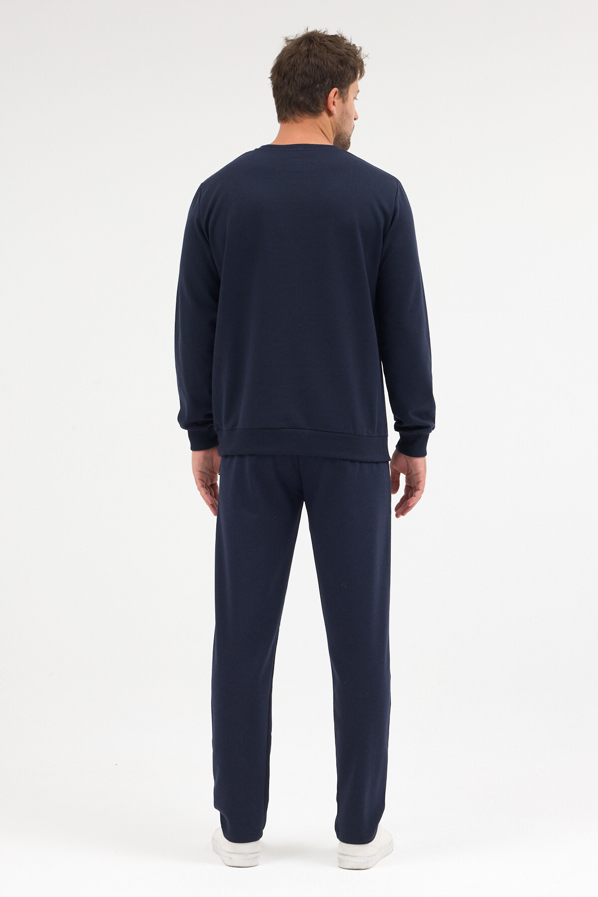 Lacivert Relaxed Fit Bisiklet Yaka Sweatshirt Düz Paça Erkek Eşofman Takımı — رنگارنگ MTLCE3847 — تصویر 8 از 9
