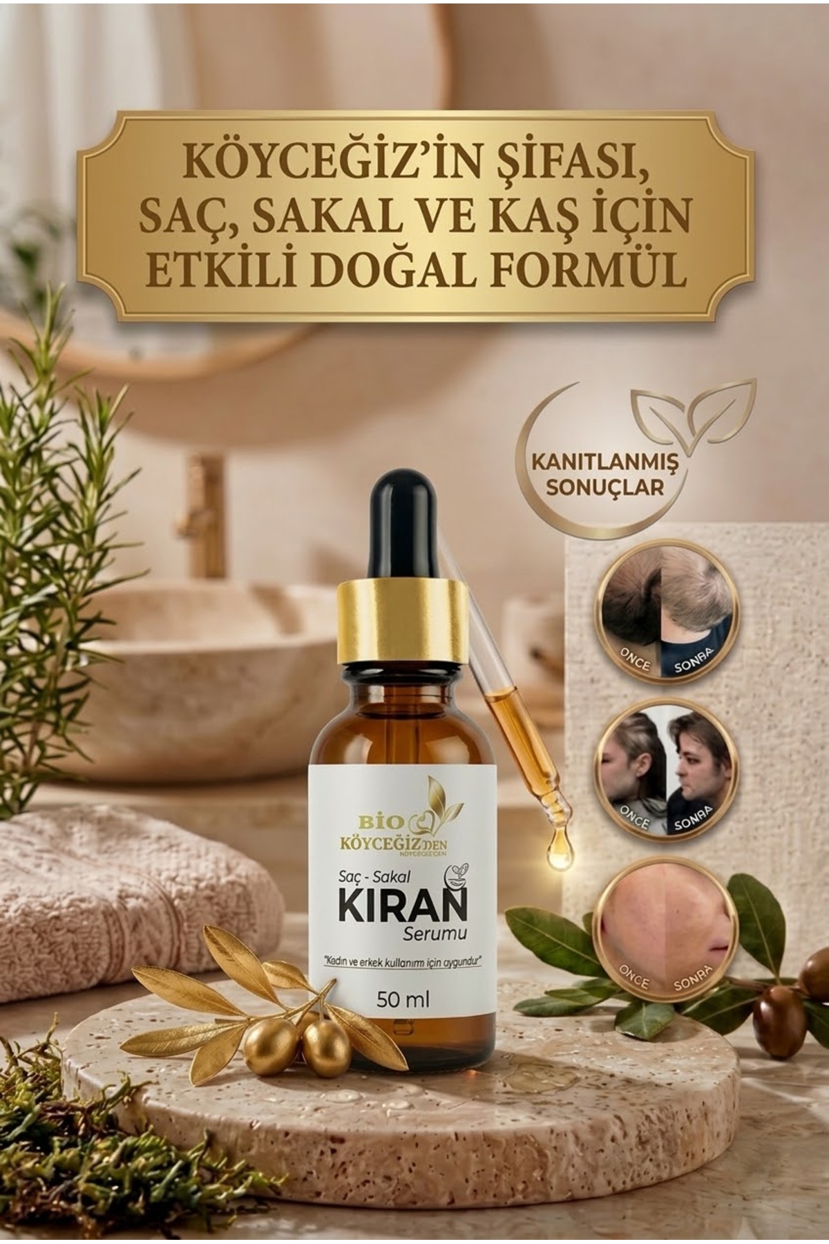 Saçkıran, SakalKıran, Kaş, Alopecia areata Serum 50ML Dökülme Karşıtı Besleyici Etki. Erkek, Kadın — saçkrn2548 — تصویر 3 از 4