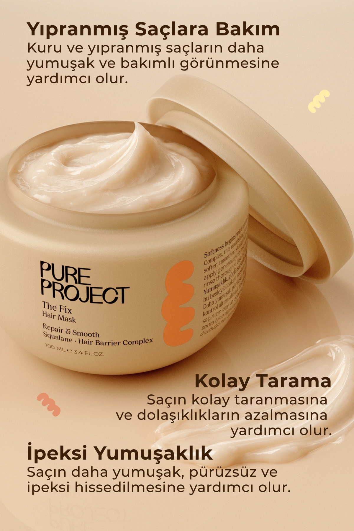 Yoğun Onarıcı Saç Bakım Maskesi | 100ml Kuru ve Yıpranmış Saçlar İçin — HMA-01 — تصویر 3 از 7
