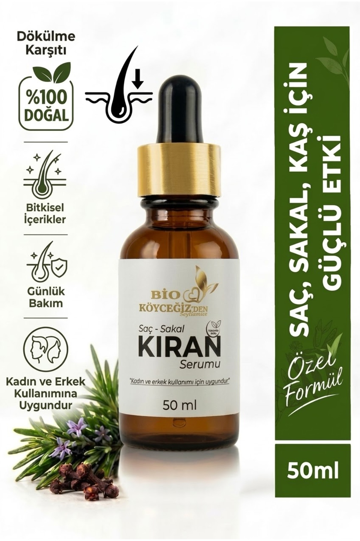 BİO KÖYCEĞİZDEN SOFRANIZA Saçkıran, SakalKıran, Kaş, Alopecia areata Serum 50ML Dökülme Karşıtı Besleyici Etki. Erkek, Kadın — saçkrn2548