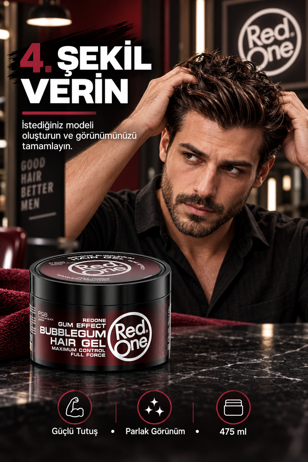 Redone Bubblegum Sakız Kıvamlı Ultra Sert Saç Jölesi 450 ml — 8697926016844 — تصویر 8 از 8