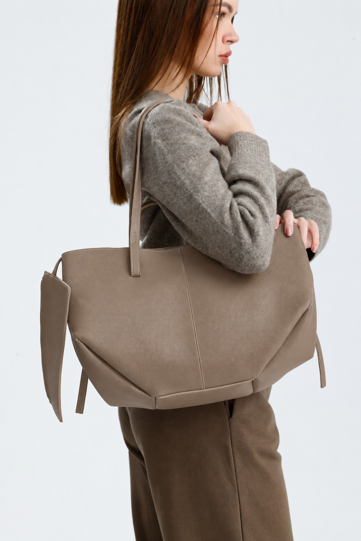 Çantacımstore Kadın Cyme Big Pinterest Çanta Vizon (BÜYÜK BOY) görsel 2
