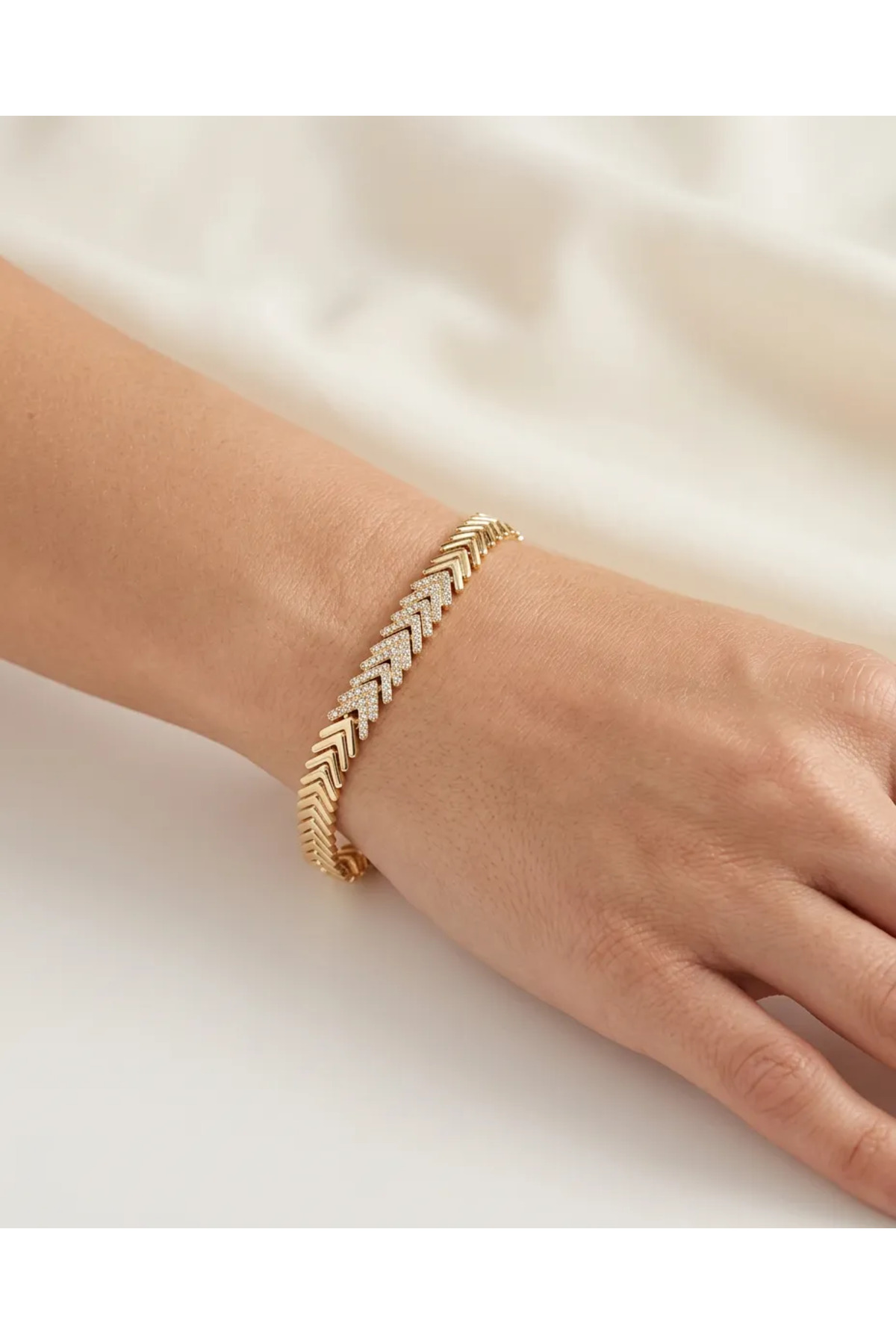 XUPING JEWELRY POKAK 14k Altın Kaplama Zirkon Taşlı Balık Sırtı Kuyumcu İşçiliği VIP Bileklik-17cm+2cm görsel 6