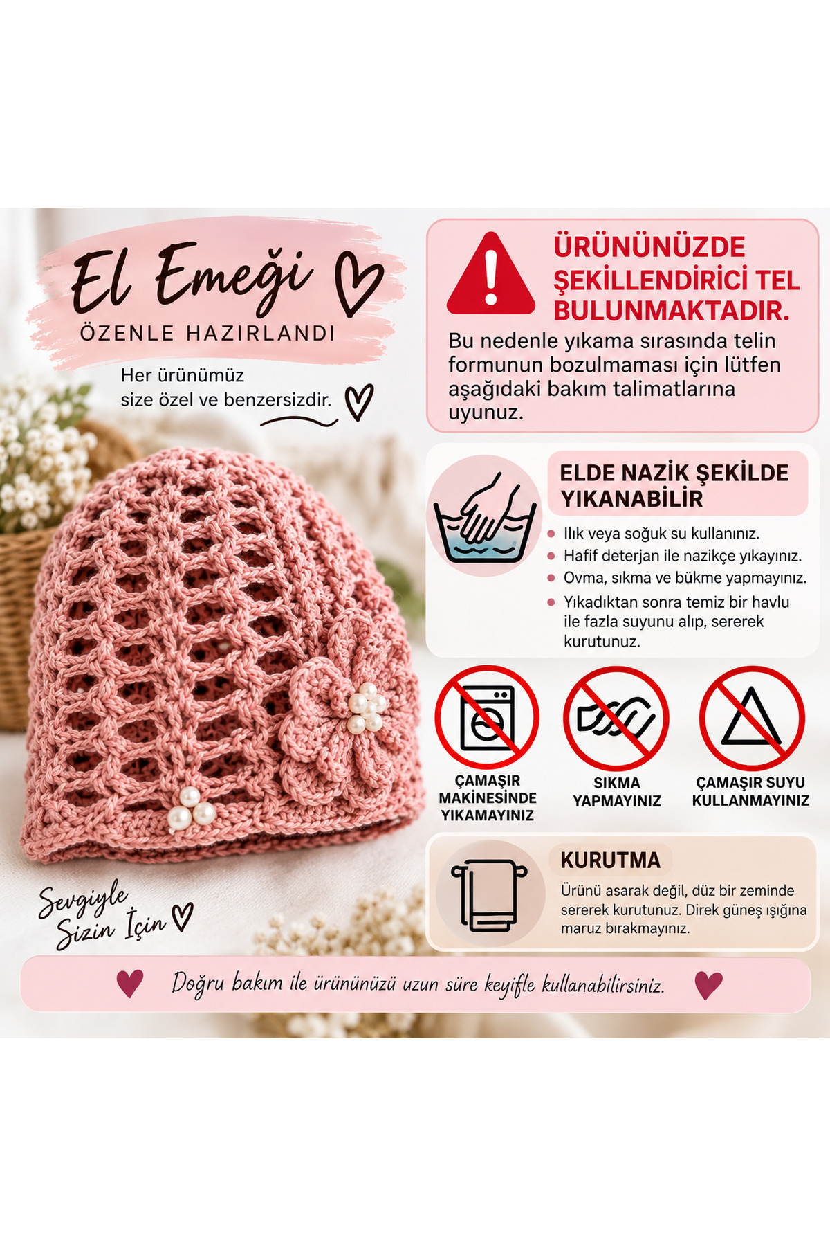 SHOOP El Örgüsü File Bere, Yazlık Saç Beresi, Trend Bere Şapka görsel 4