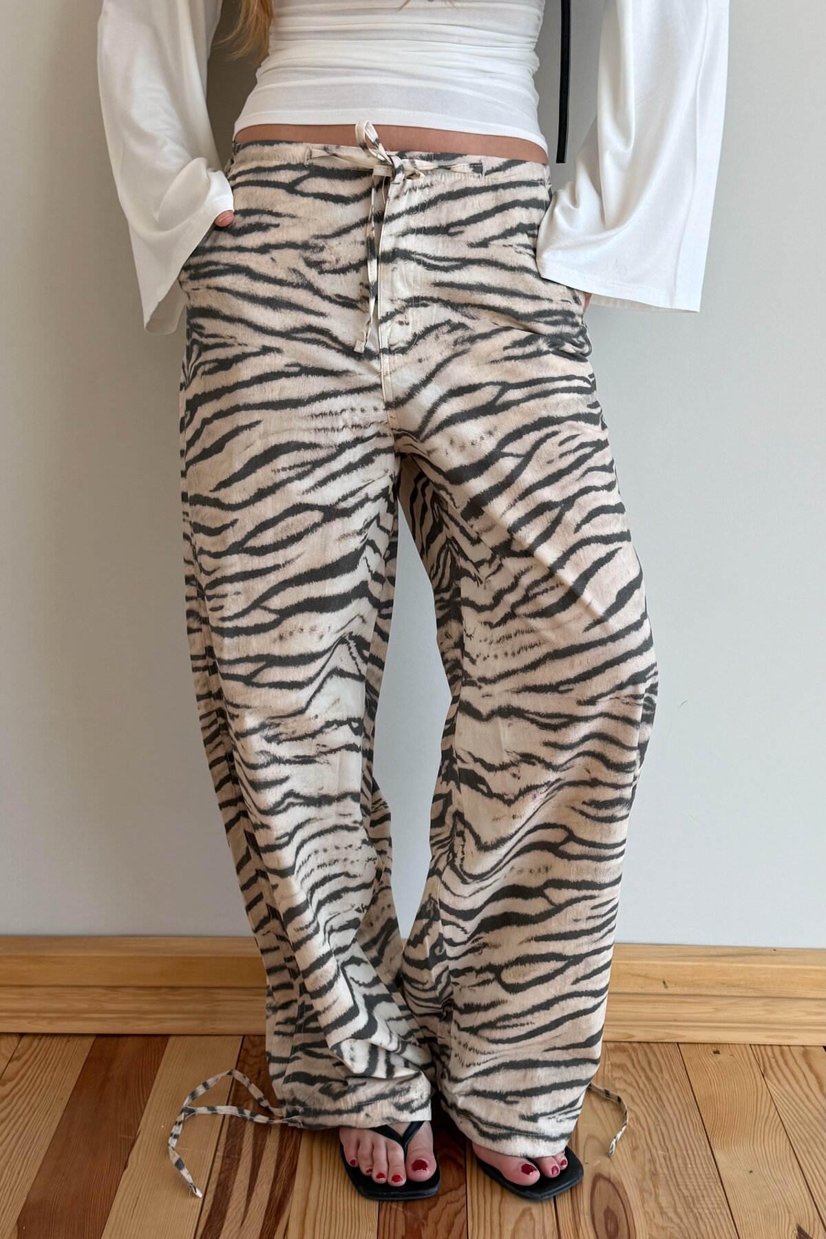 Laluvia Bej Zebra Desenli Pantolon - 19005 görsel 2
