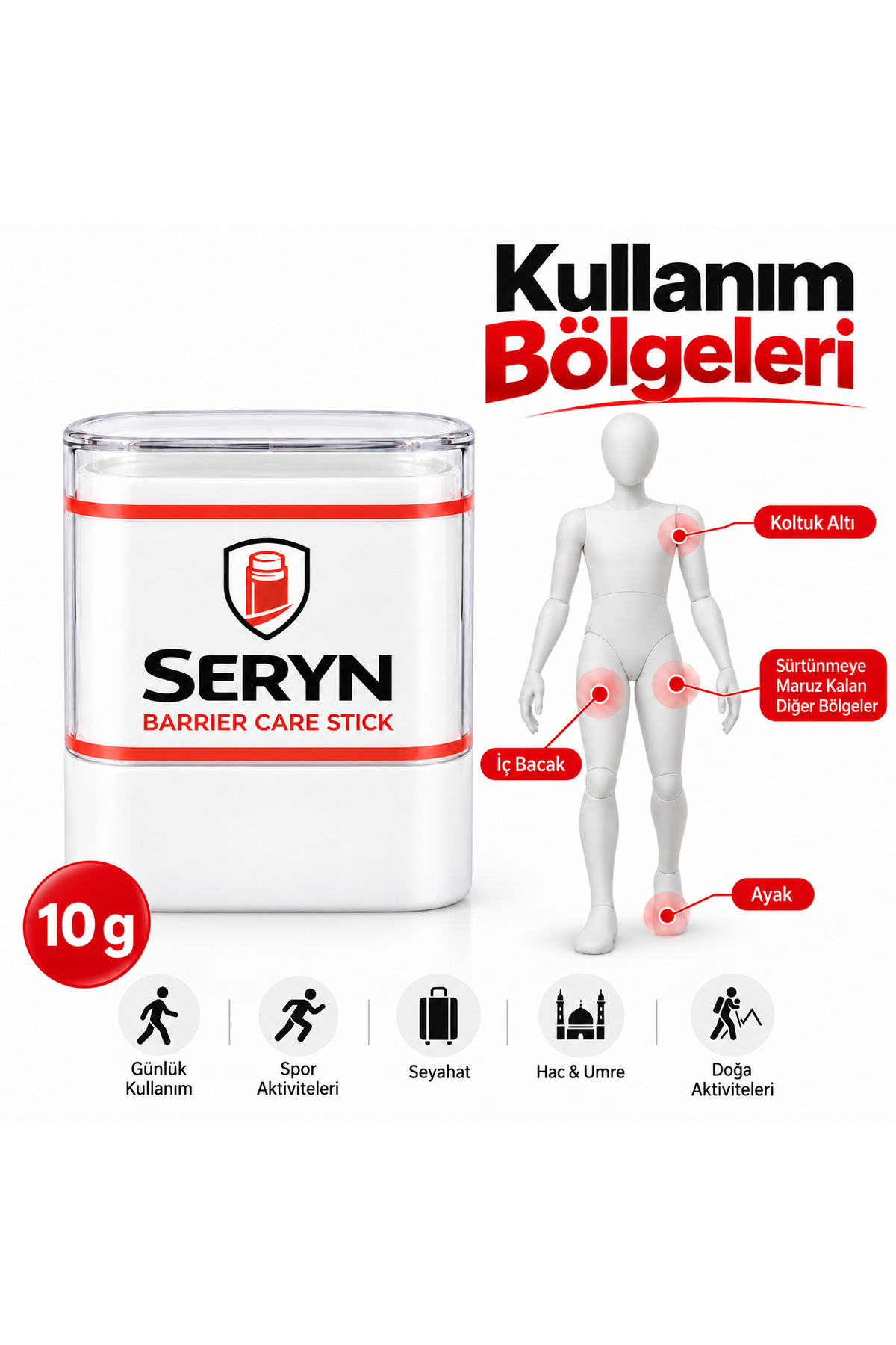 Barrier Stick 10 g – Sürtünmeye Özel Cilt Bakım Stick – İç Bacak, Ayak ve Sürtünmeye Maruz Kalan Bölgeler İçin Kokusuz, Vegan — STCK10 — تصویر 2 از 6