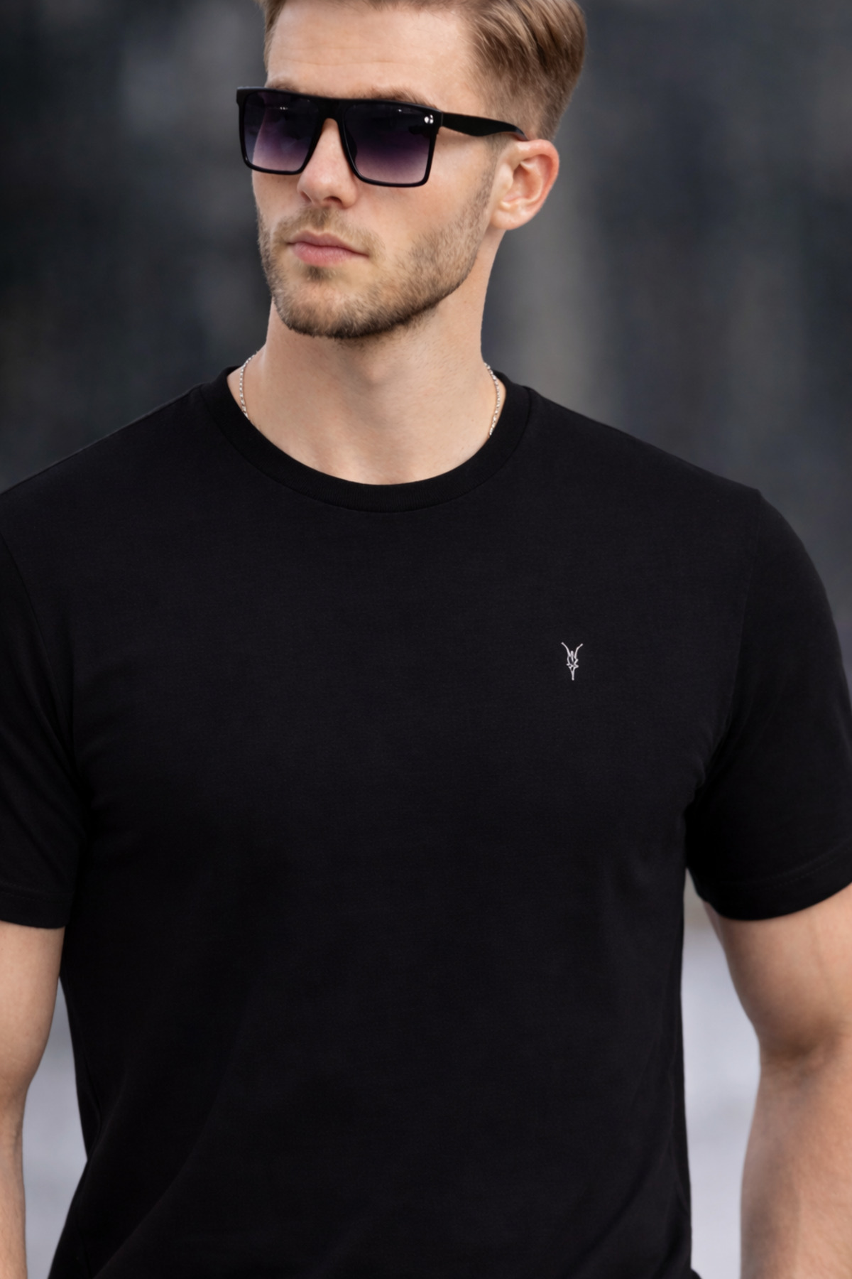 COMBİNE MİCHAİL Erkek Bisiklet Yaka Slim Basic Siyah Tişört görsel 3