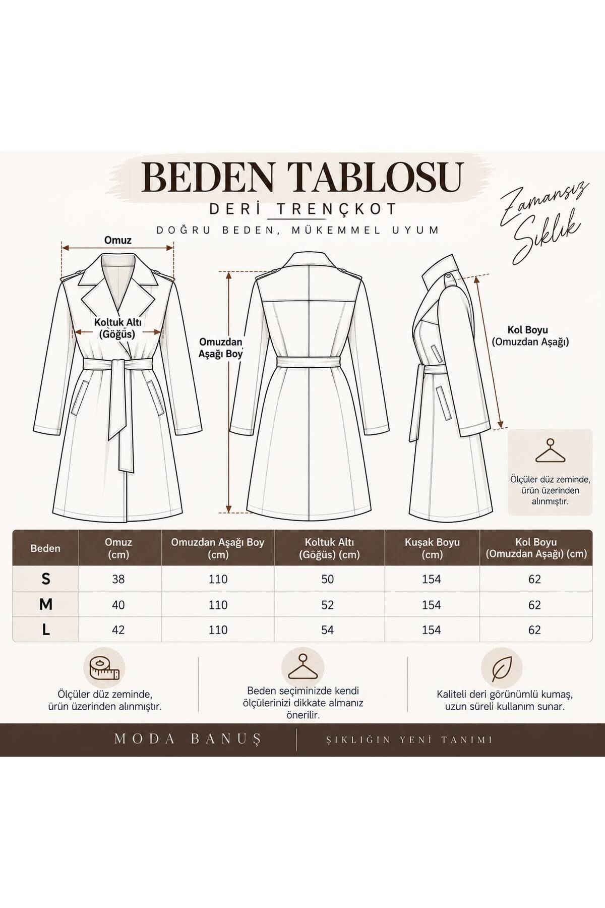 Moda Banuş Siyah Deri Kuşaklı Uzun Trençkot görsel 2