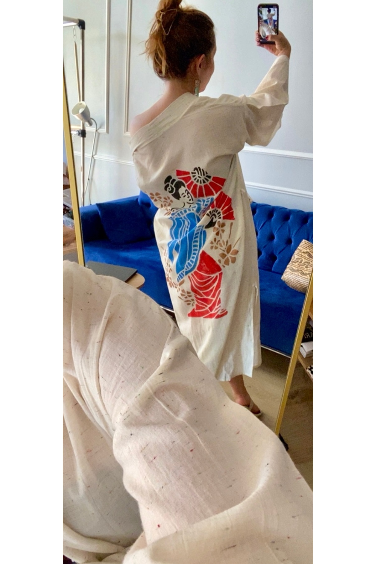 İNCE KETEN GEYŞA BOHEM KAFTAN KİMONO - SINIRLI ÜRETİM (YALNIZCA İKİ ADET) · Görünüm 7