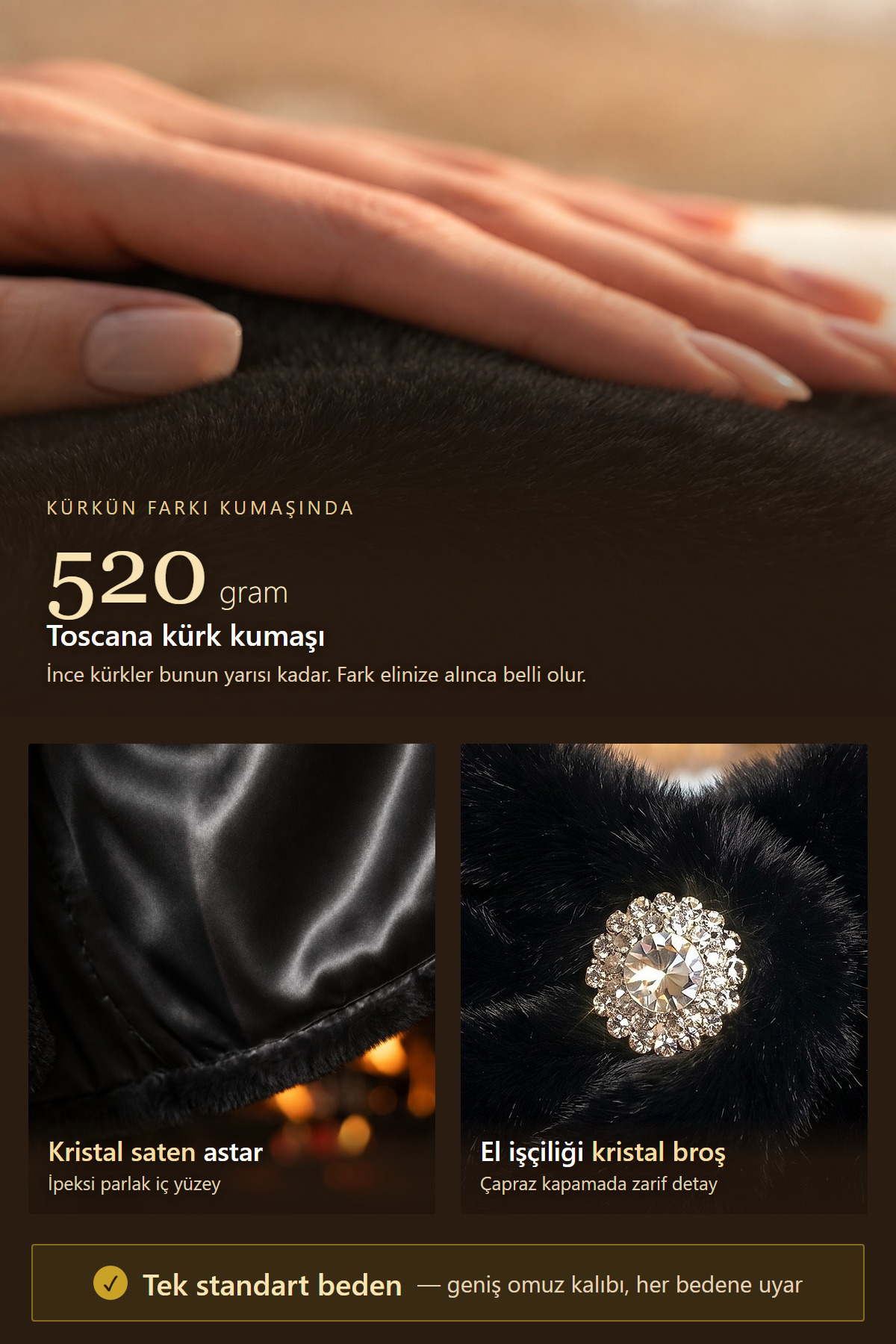Elegance Scarf Kısa Kürk Etol Gelin Bolero Kürk Bolero Gelin Şalı Gelin Kürkü Omuz Şalı Abiye Şal Siyah görsel 3