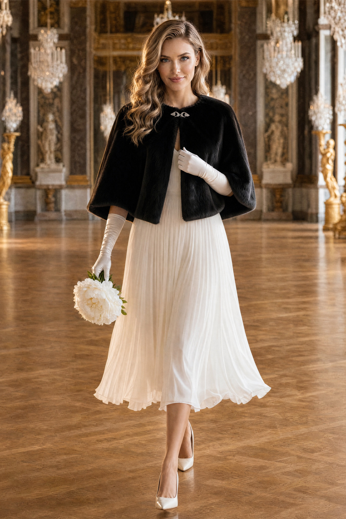 Elegance Scarf Broşlu Premium Kürk Etol Gelin Bolero Kürk Bolero Gelin Şalı Gelin Kürkü Omuz Şalı Siyah görsel 4