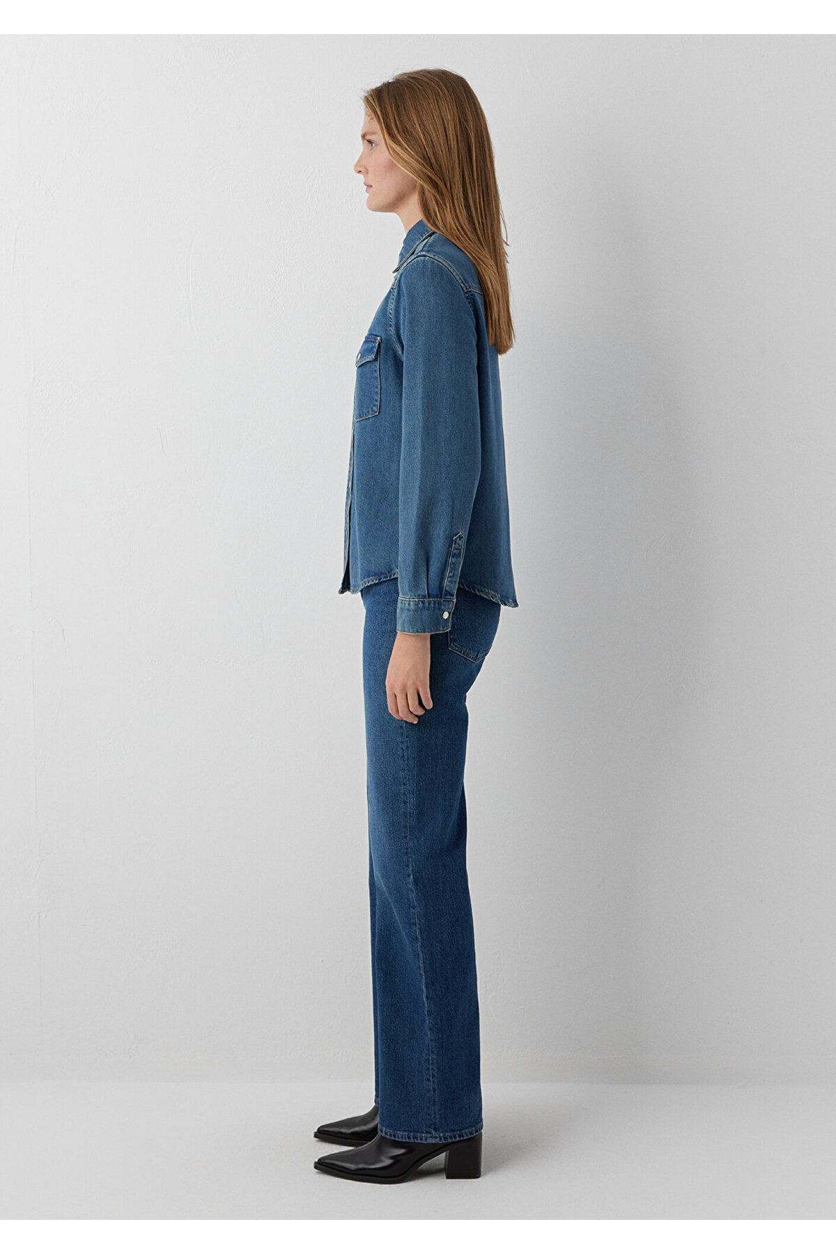 Mavi Angela Classic Denim Indigo Mavisi Jean Gömlek Fitted / Vücuda Oturan Kesim 1210819-A3846 görsel 5