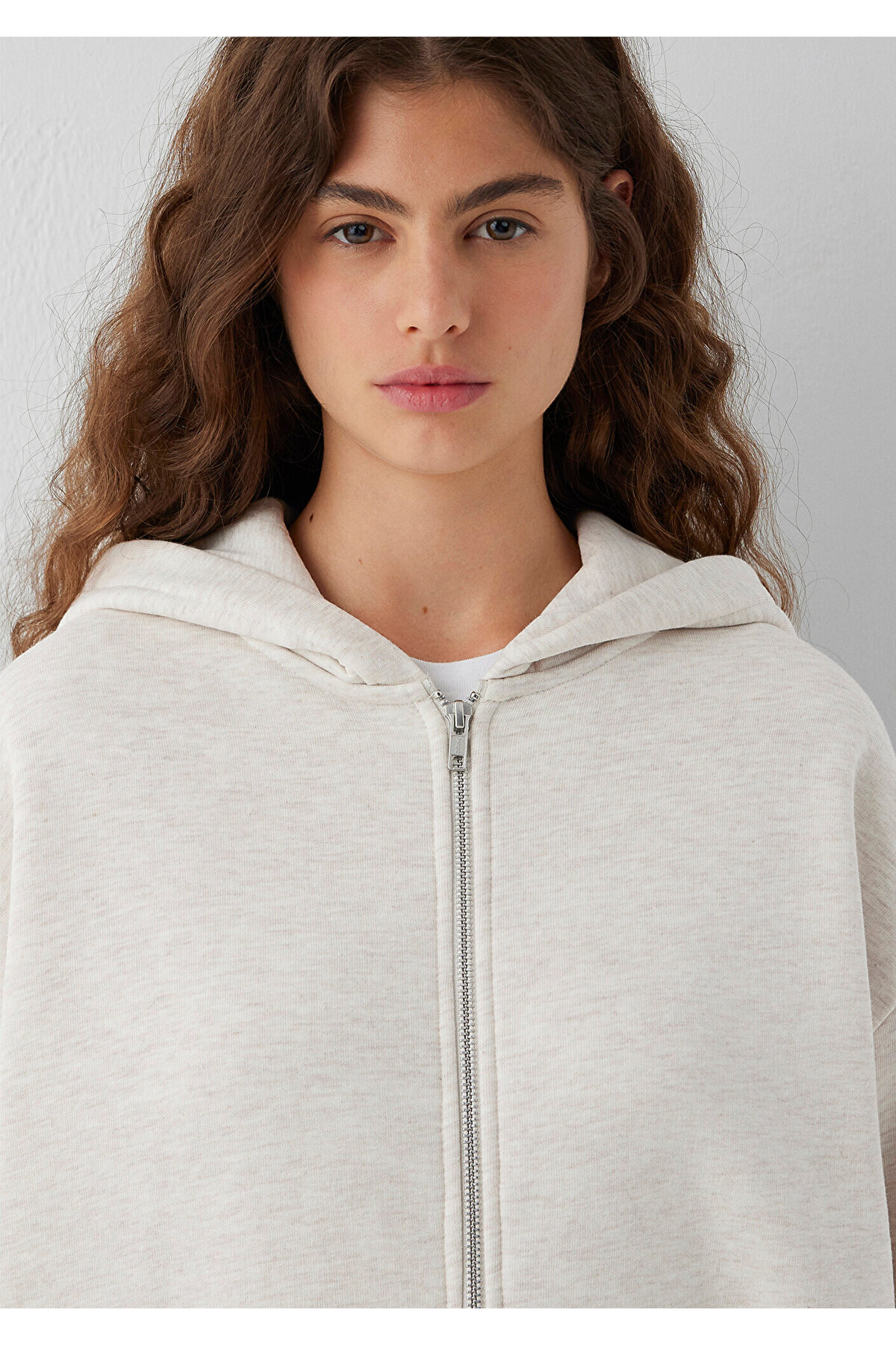 Mavi Kapüşonlu Fermuarlı Bej Sweatshirt 1611775-86992 görsel 6