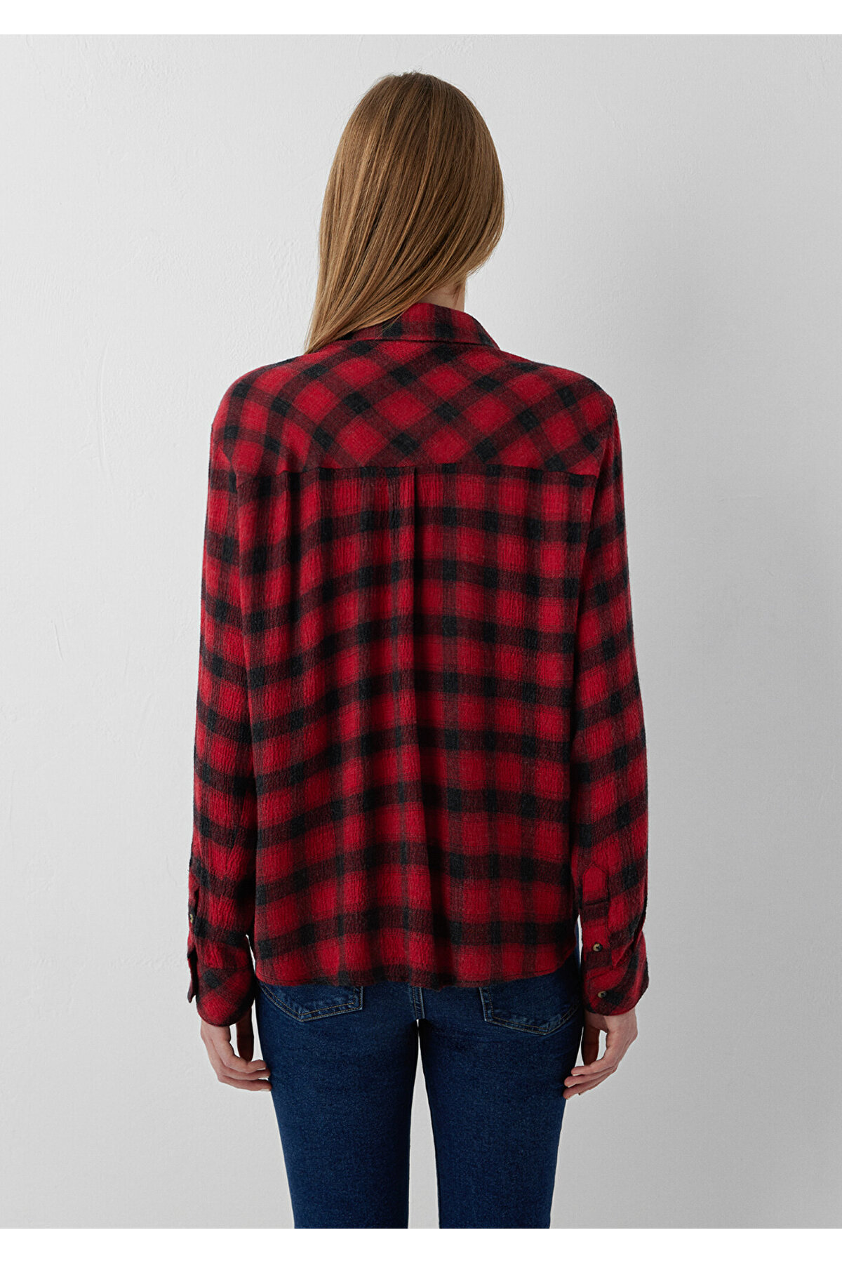 Mavi Kareli Gömlek Loose Fit / Bol Rahat Kesim 1211659-83151 görsel 5