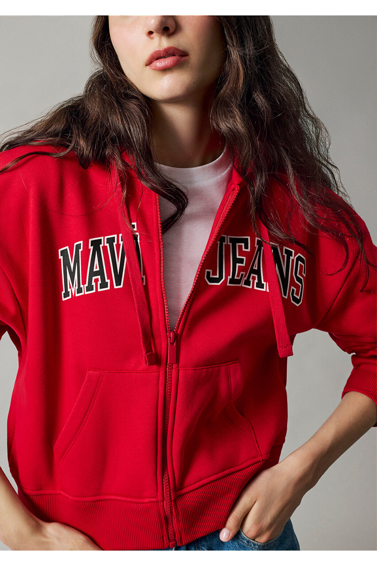 Mavi Jeans Kapüşonlu Kırmızı Sweatshirt 1S10587-86417 görsel 2