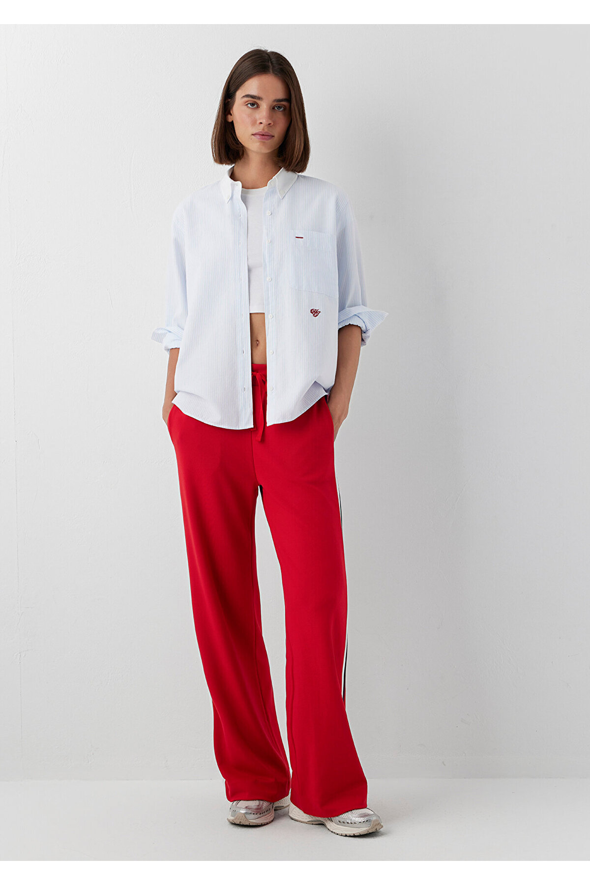 Mavi MJ Nakışlı Çizgili Gömlek Loose Fit / Bol Rahat Kesim 1211562-91632 görsel 2