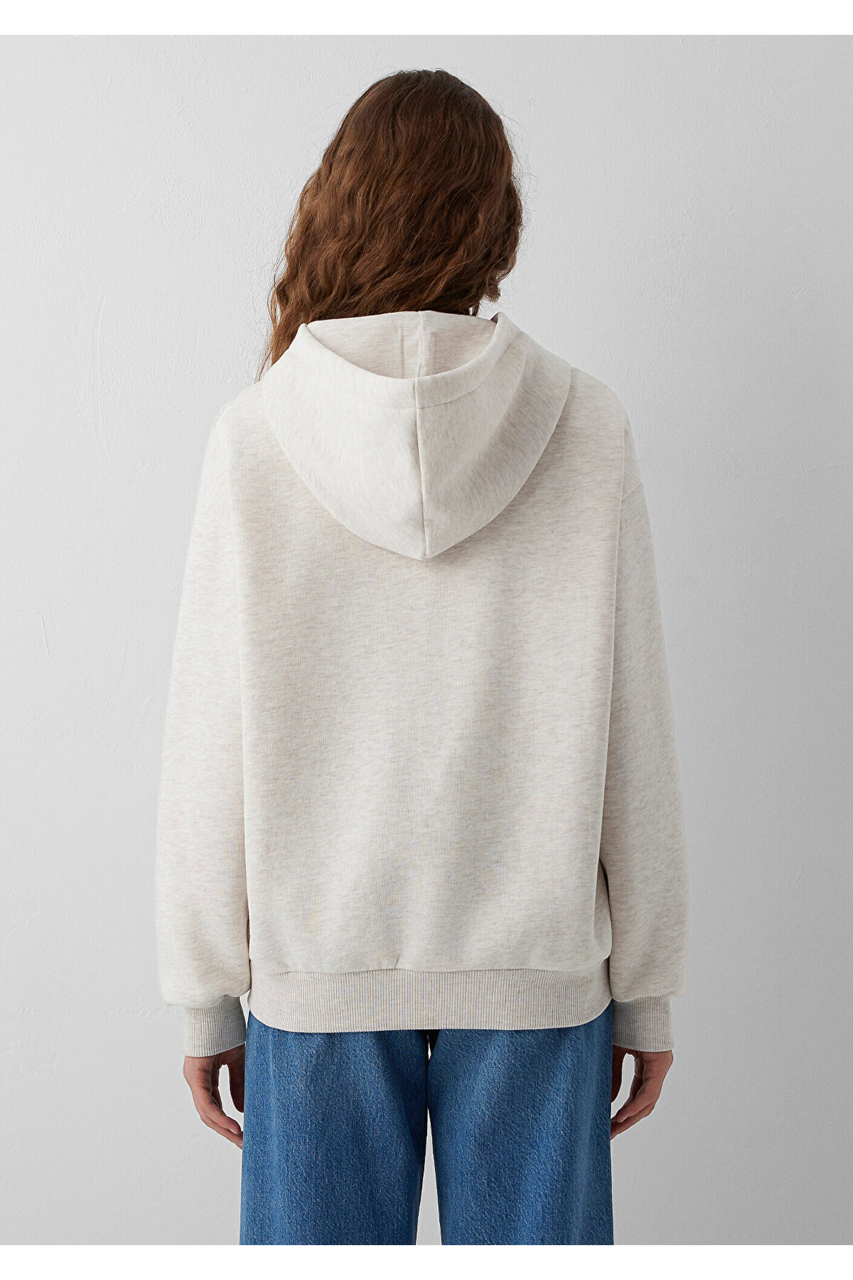 Mavi Kapüşonlu Fermuarlı Bej Sweatshirt 1611775-86992 görsel 5