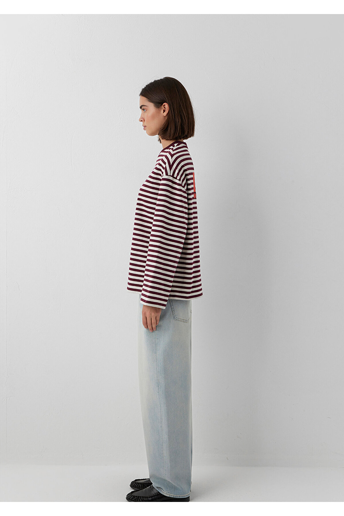 Mavi Çizgili Tişört Loose Fit / Bol Rahat Kesim 1620395-87982 görsel 6