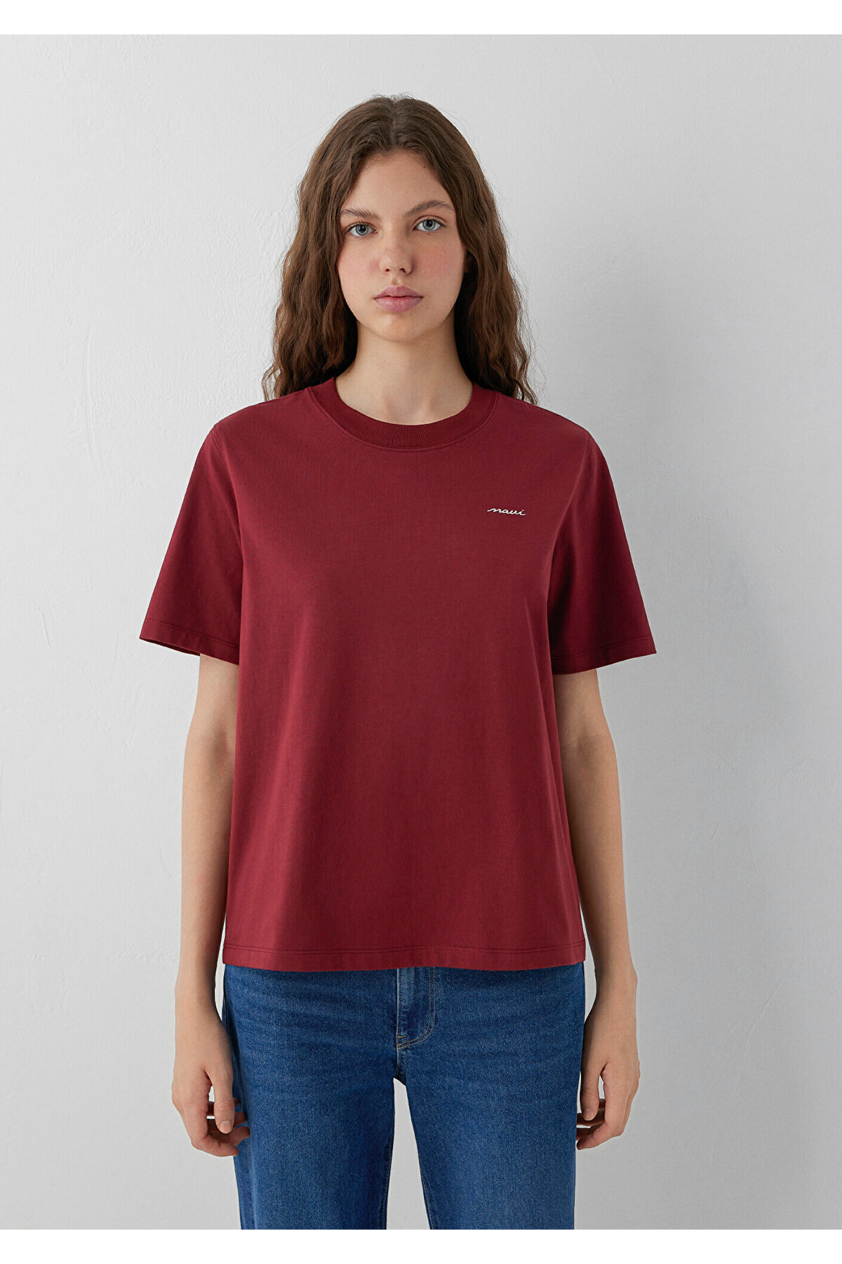 Mavi Logo Baskılı Bordo Tişört Regular Fit / Normal Kesim 1614108-85633 görsel 2