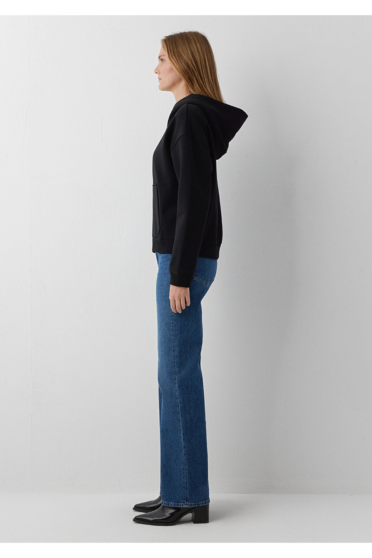 Mavi FERMUARLI BASIC SWEATSHIRT Siyah görsel 4