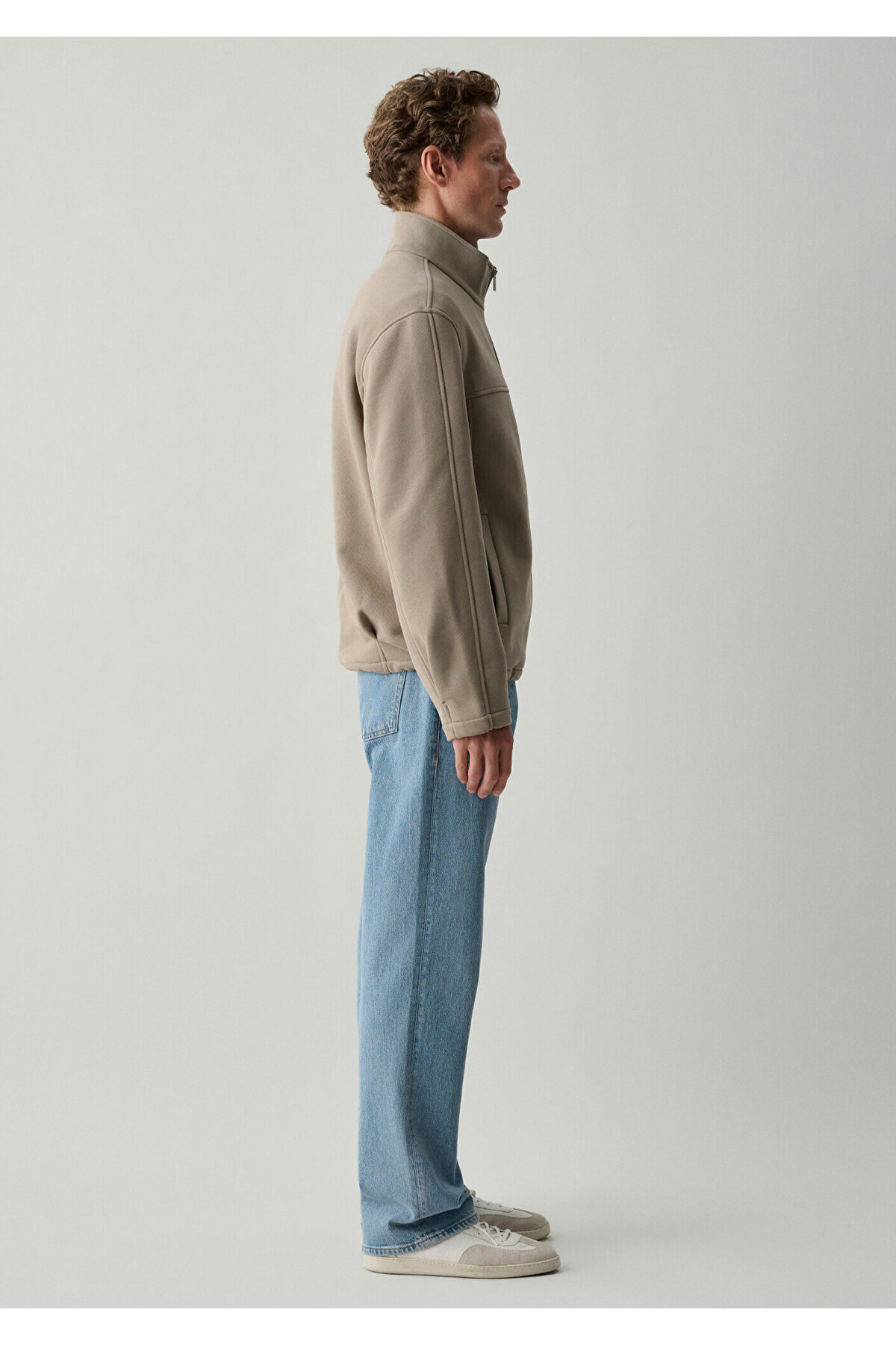 Mavi Dik Yaka Bej Ceket Loose Fit / Bol Rahat Kesim 0110955-80062 görsel 6