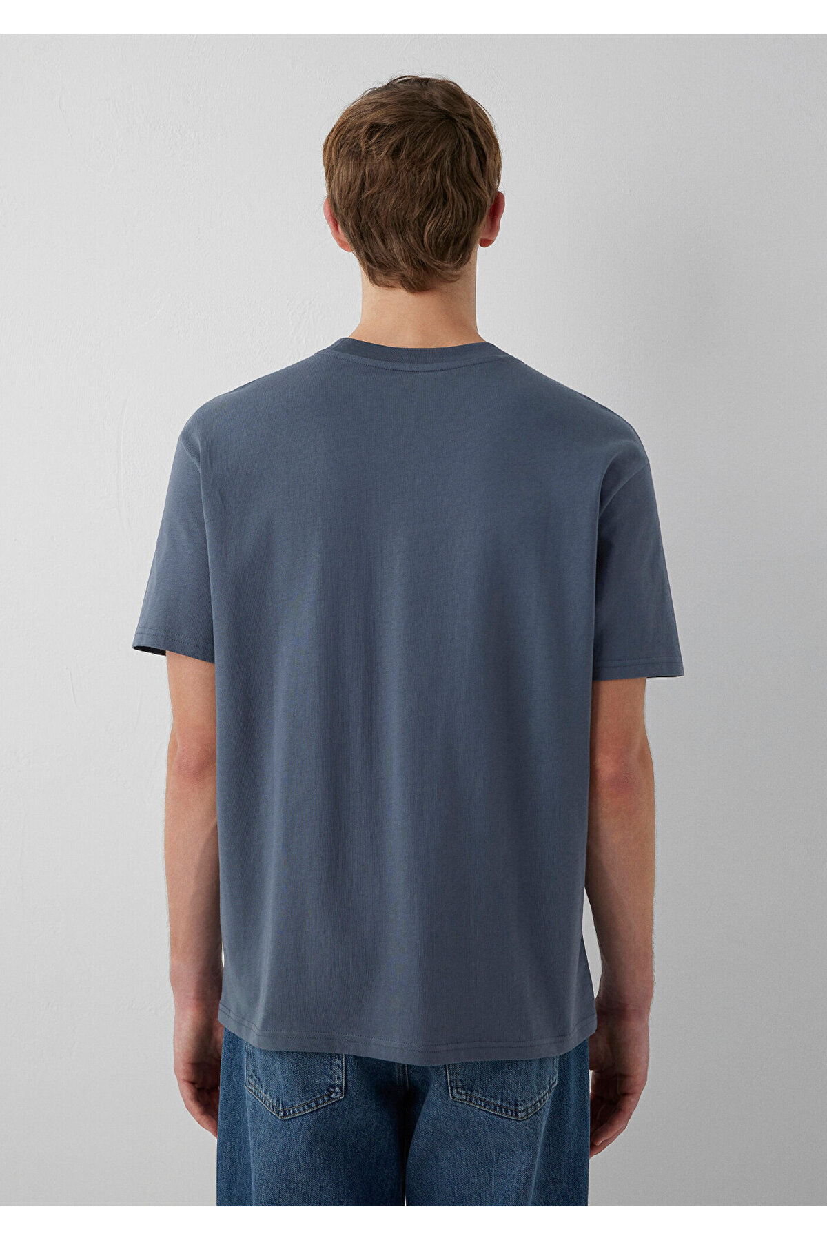 Mavi Logo Baskılı Antrasit Basic Tişört Loose Fit / Bol Rahat Kesim 0612216-80776 görsel 5